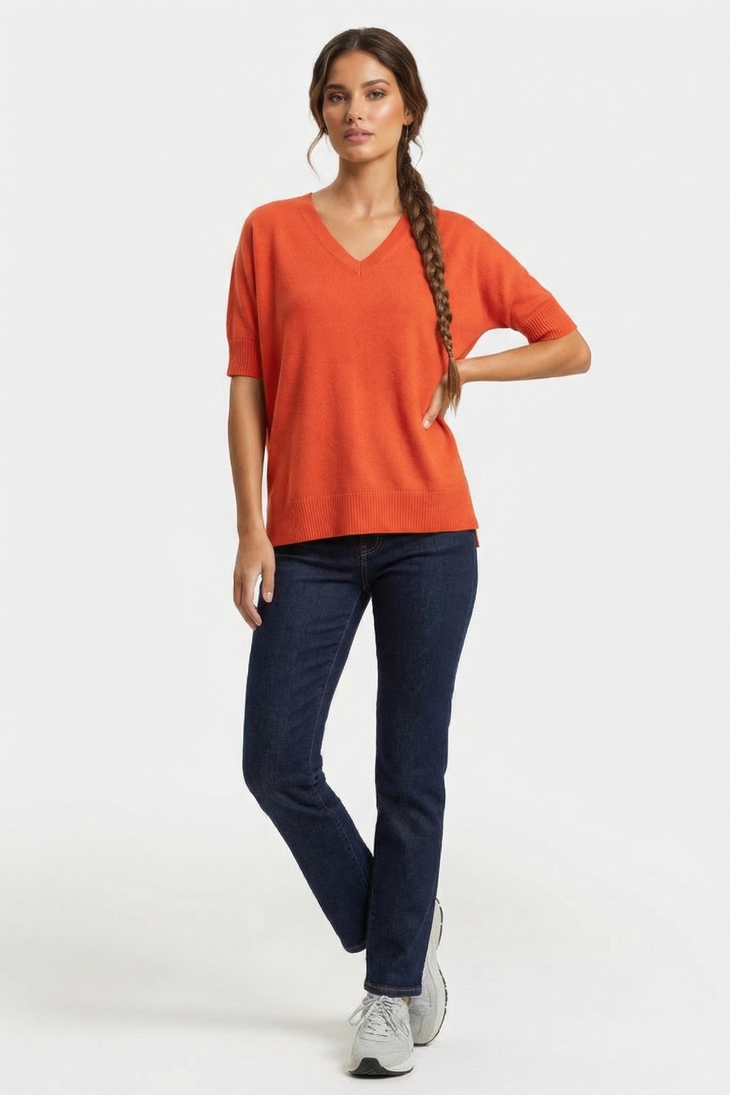Knitted Lily Pullover Bright Orange Maat: XS/S | Sweaters Outlet | Dames | Oranje