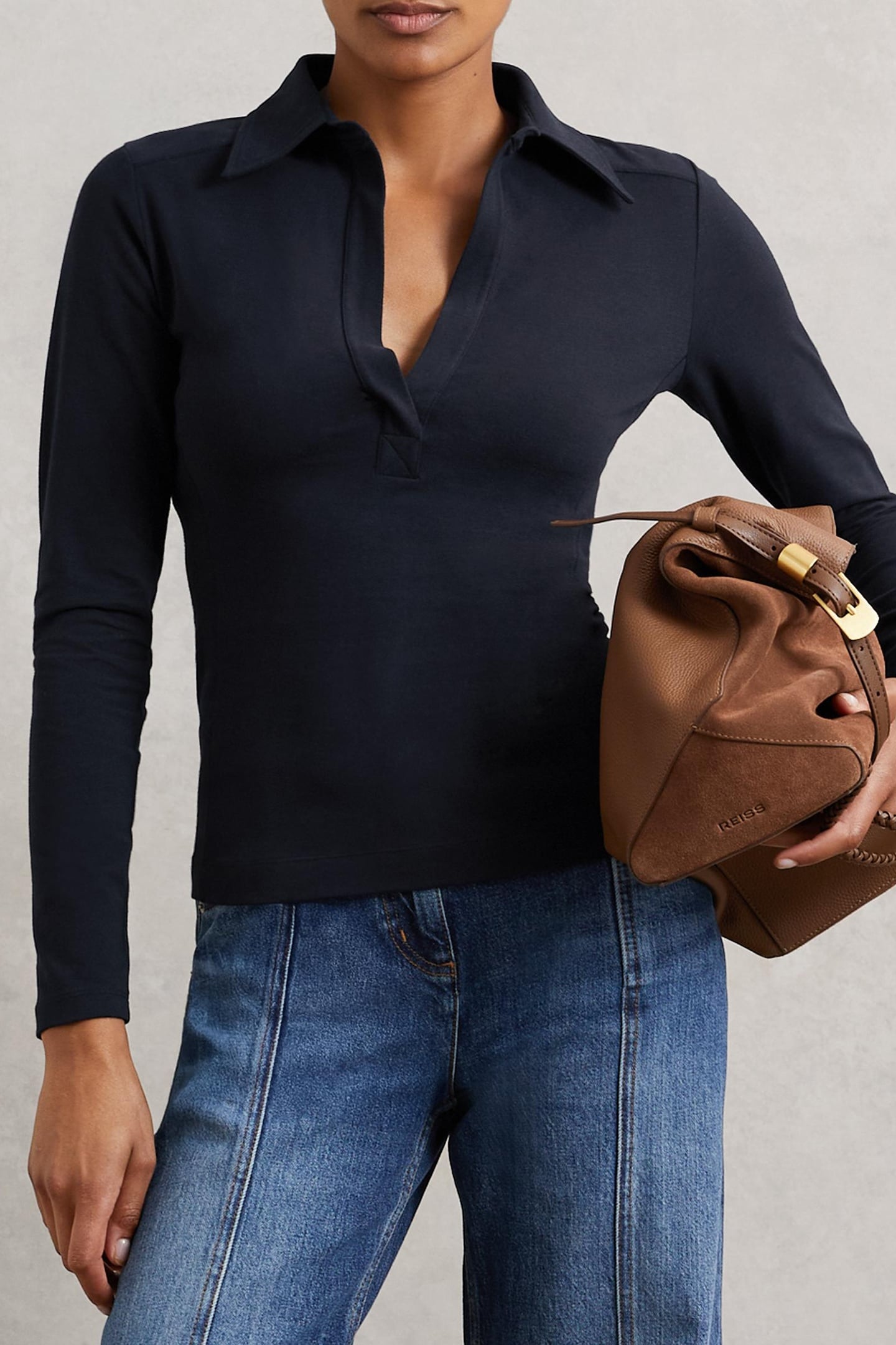 COLLARED LONG SLEEVE SHIRT NAVY 2