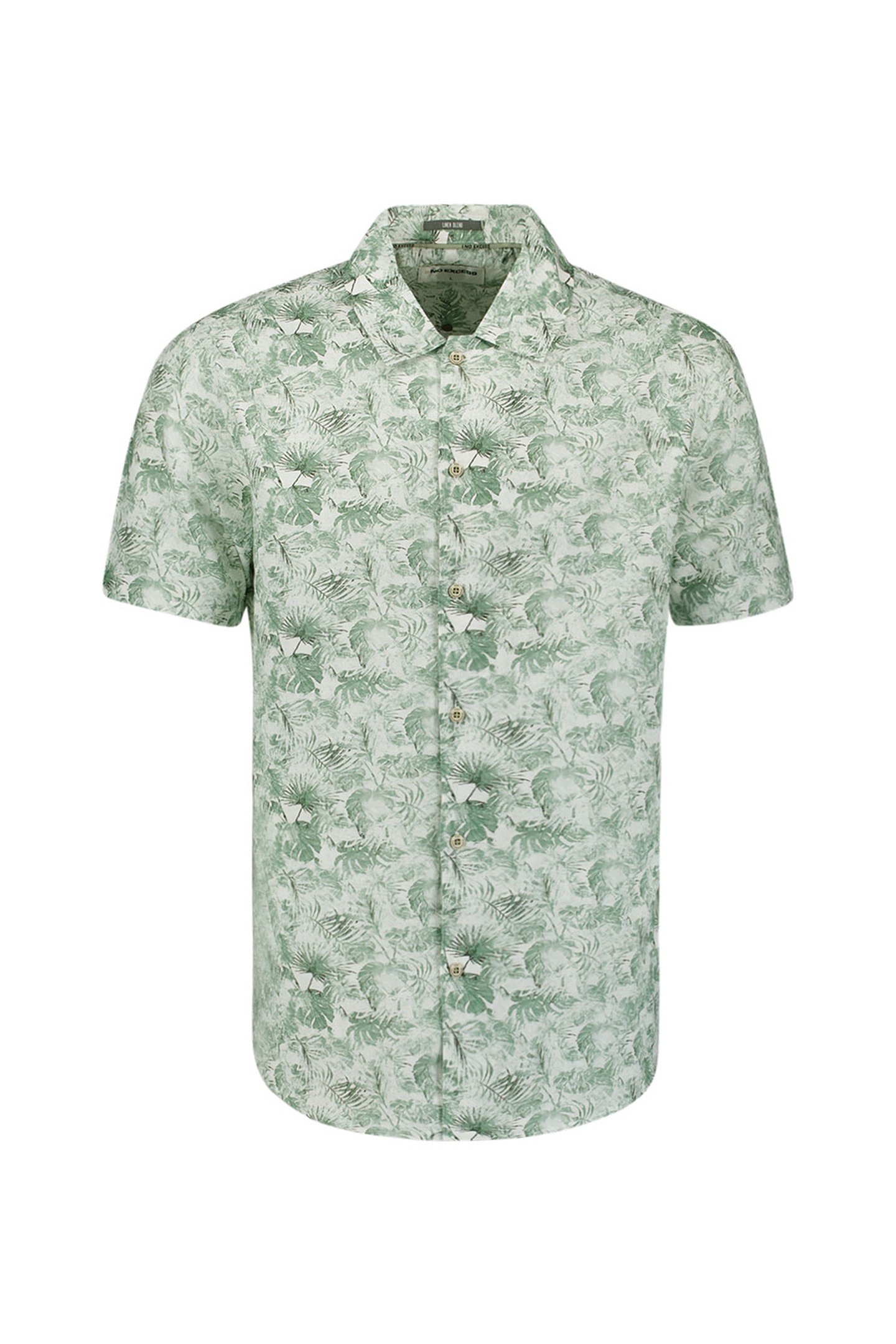 SHIRT SHORT SLEEVE ALLOVER PRINTED WITH LINEN GREEN 1