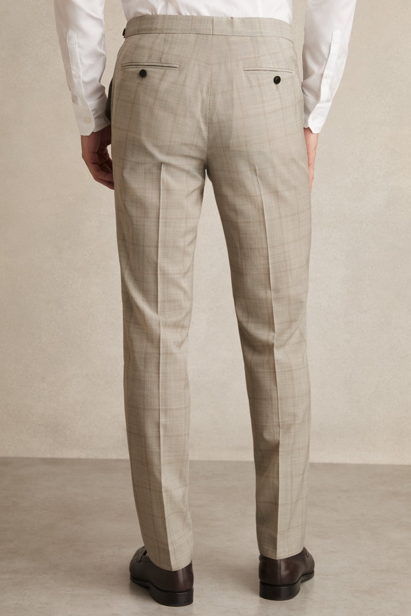 PRINCE OF WALES CHECK MIXER TROUSER OATMEAL BROWN 3