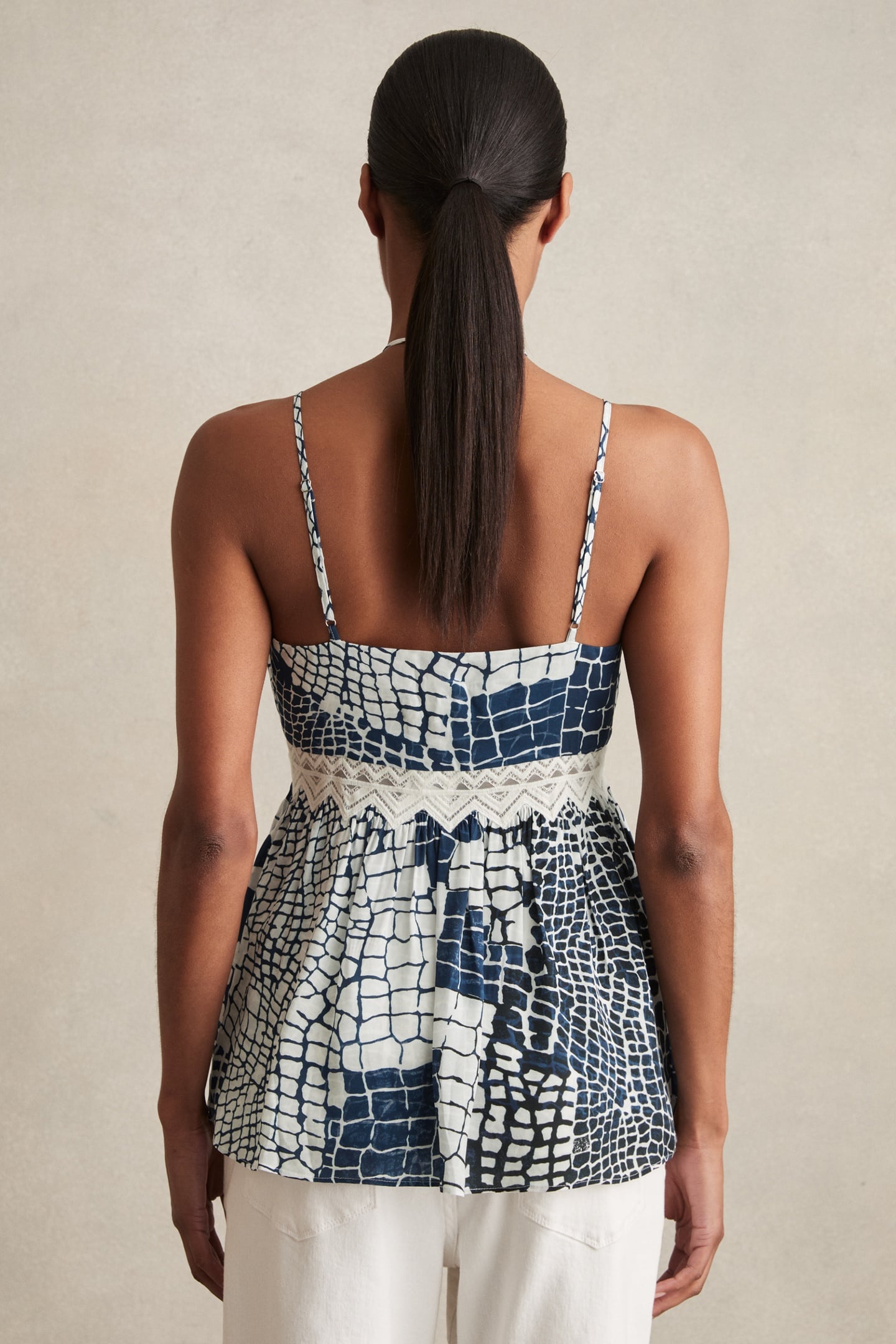 ANIMAL PRINTED LACE TOP BLUE 3