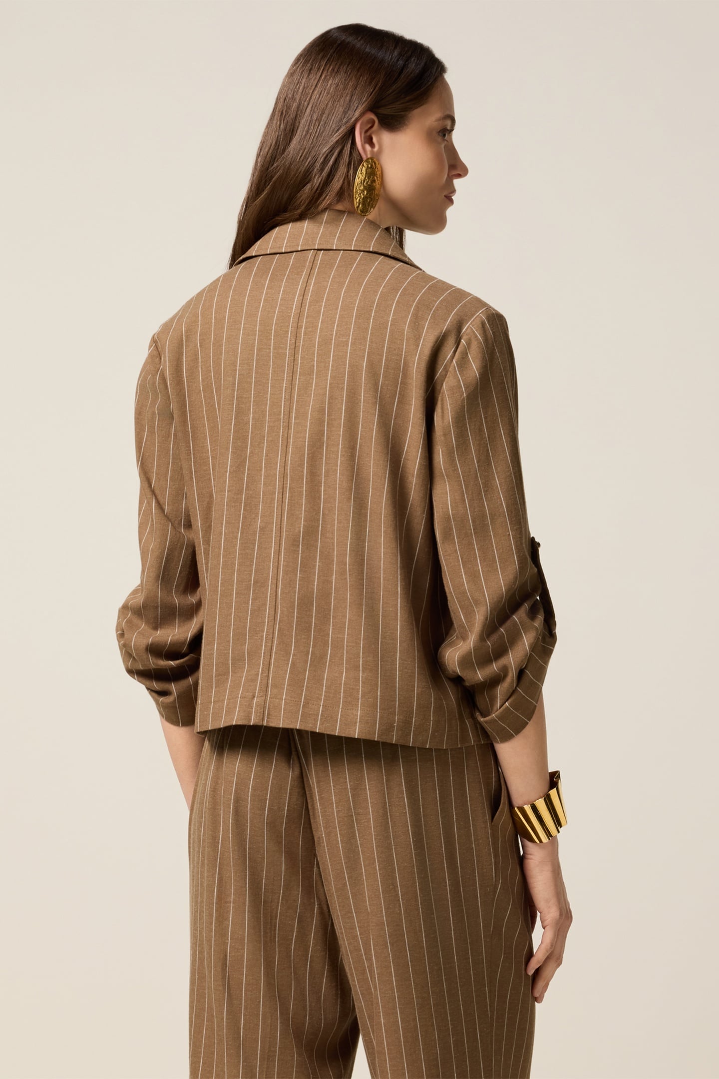 UNSTRUCTURED LINEN BLEND JACKET BROWN 2