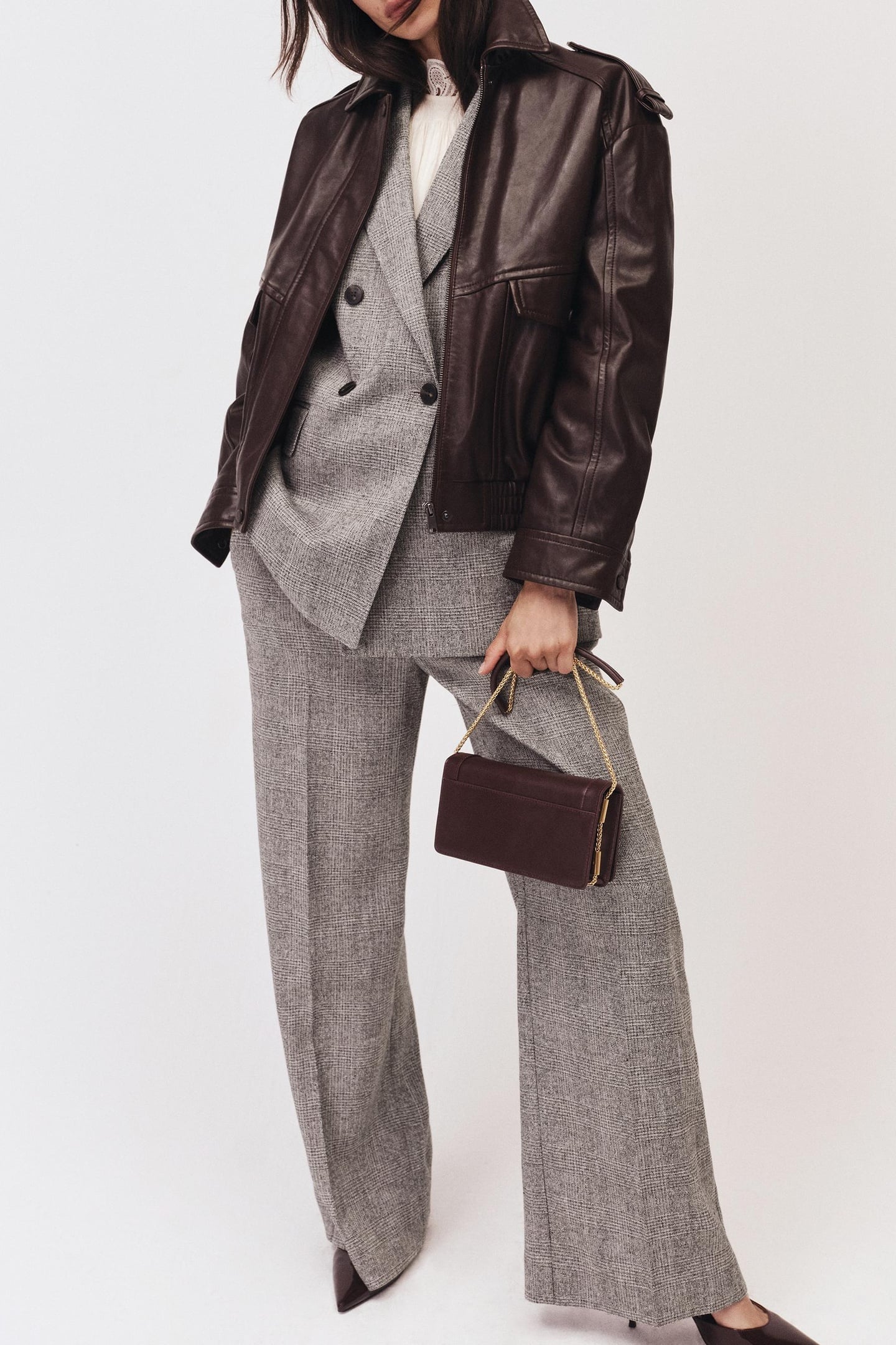 TEXTURE WIDE LEG TROUSER GREY 5