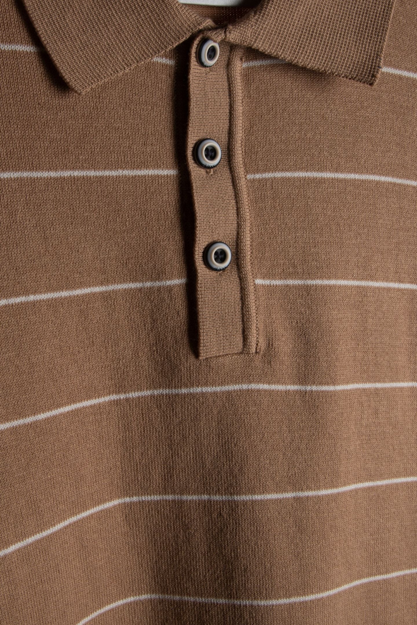 PULLOVER SHORT SLEEVE POLO BUTTON STRIPES KHAKI 6