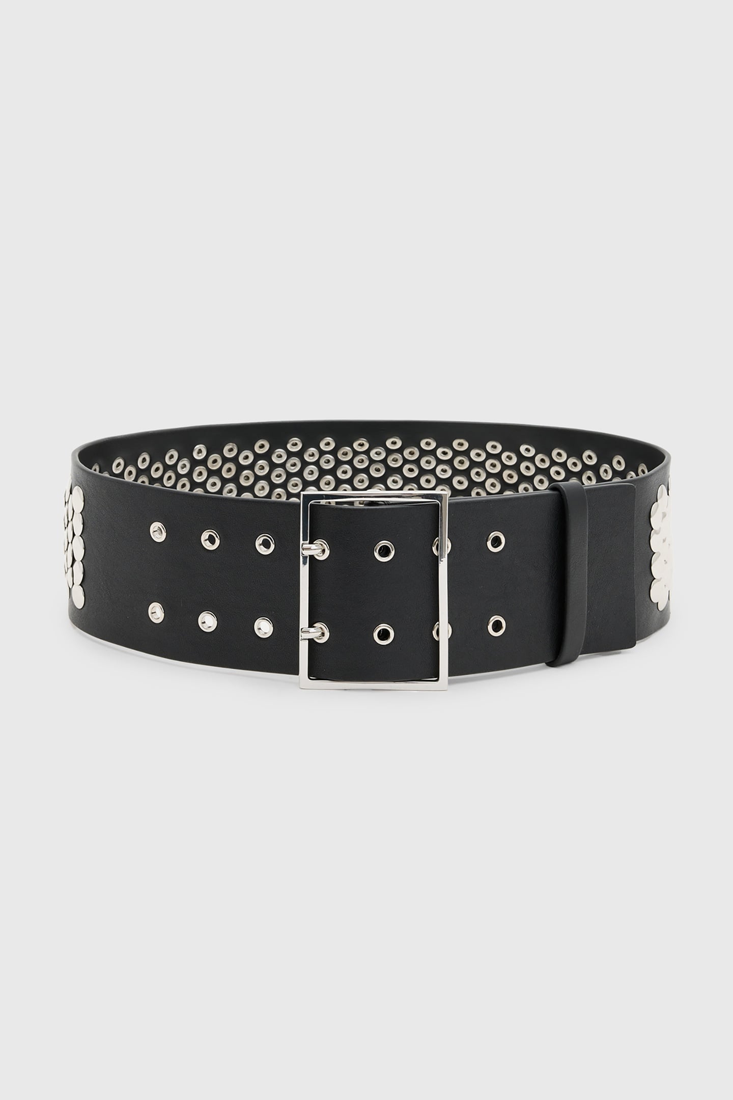 MEREDITH WIDE BELT BLACK/SHINY NICKEL 1