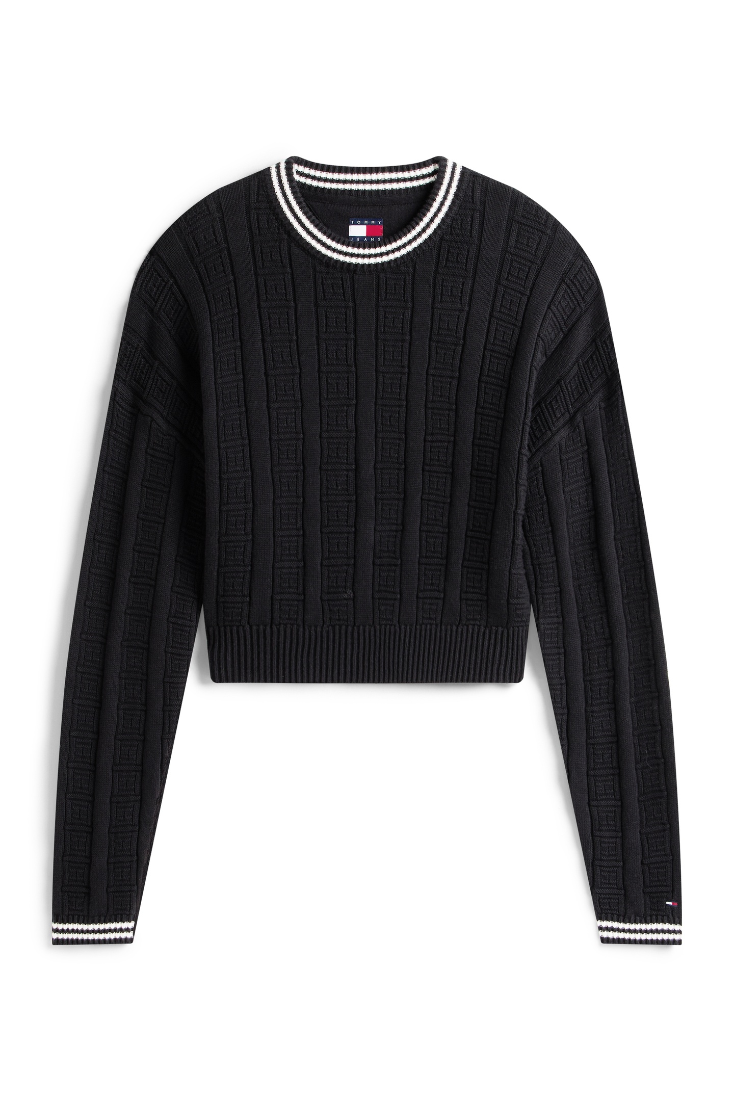 BOXY FLAG CABLE SWEATER BLACK 5