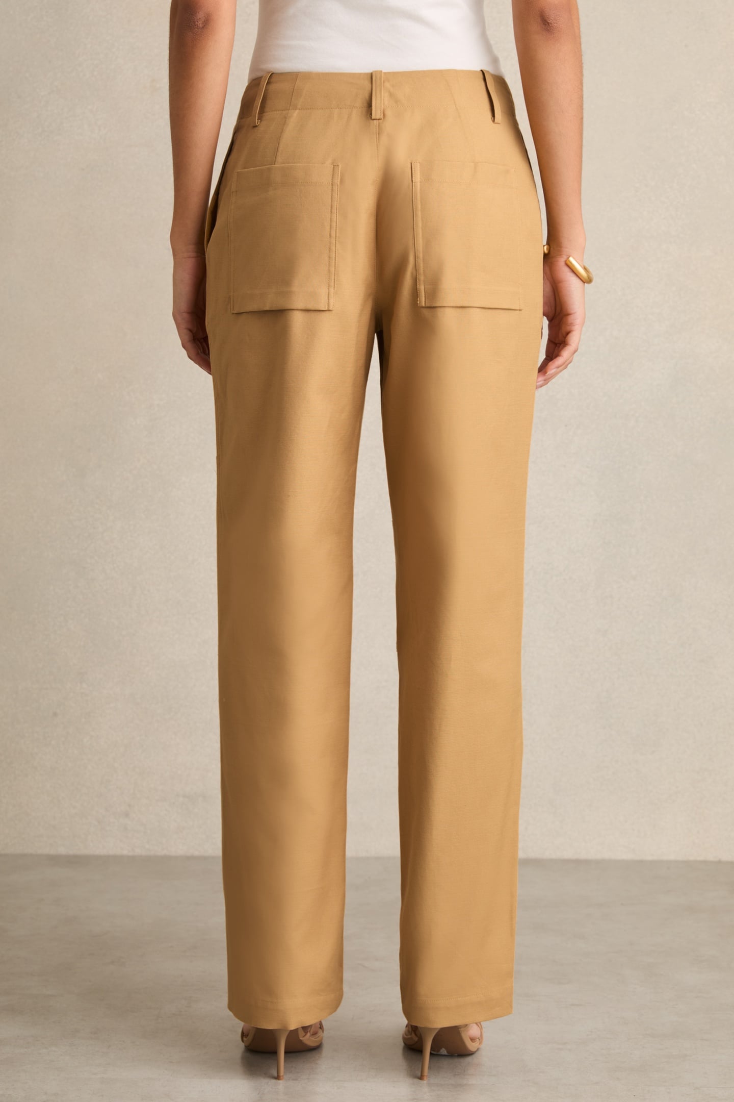 CROPPED TAPER TROUSER TAN 3