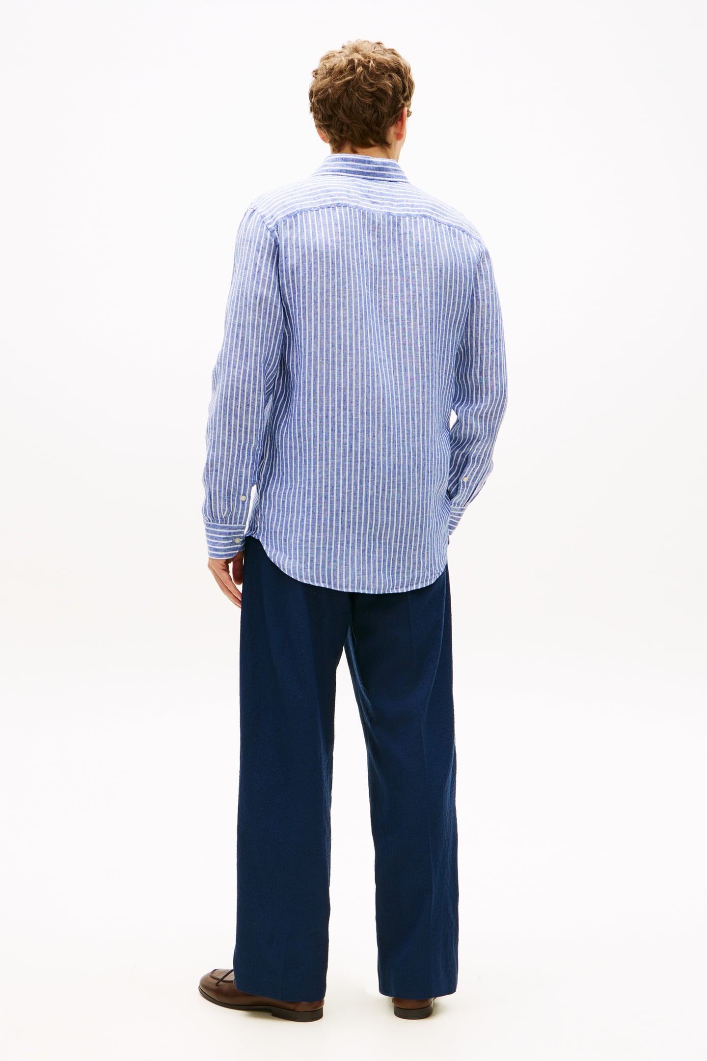 REGULAR FIT LINEN SHIRT WEDGE BLUE/STRIPE 2