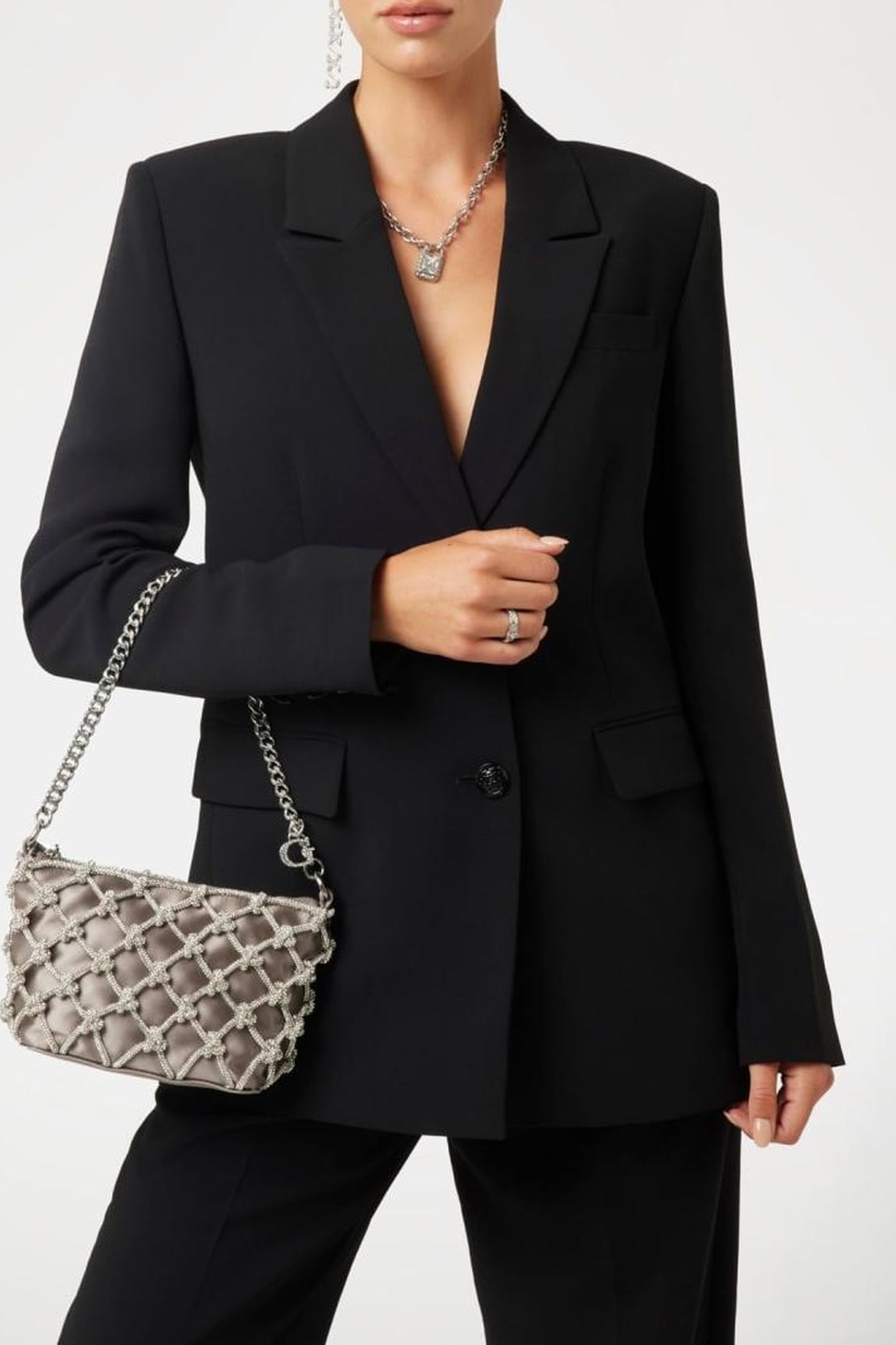 MARCIANO BY GUESS ZALINA TOP ZIP SHOULDER BAG SILVER 1