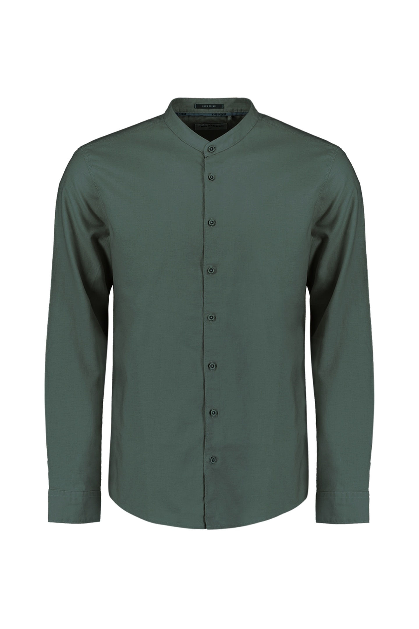 SHIRT GRANDDAD SOLID WITH LINEN DARK STEEL 1