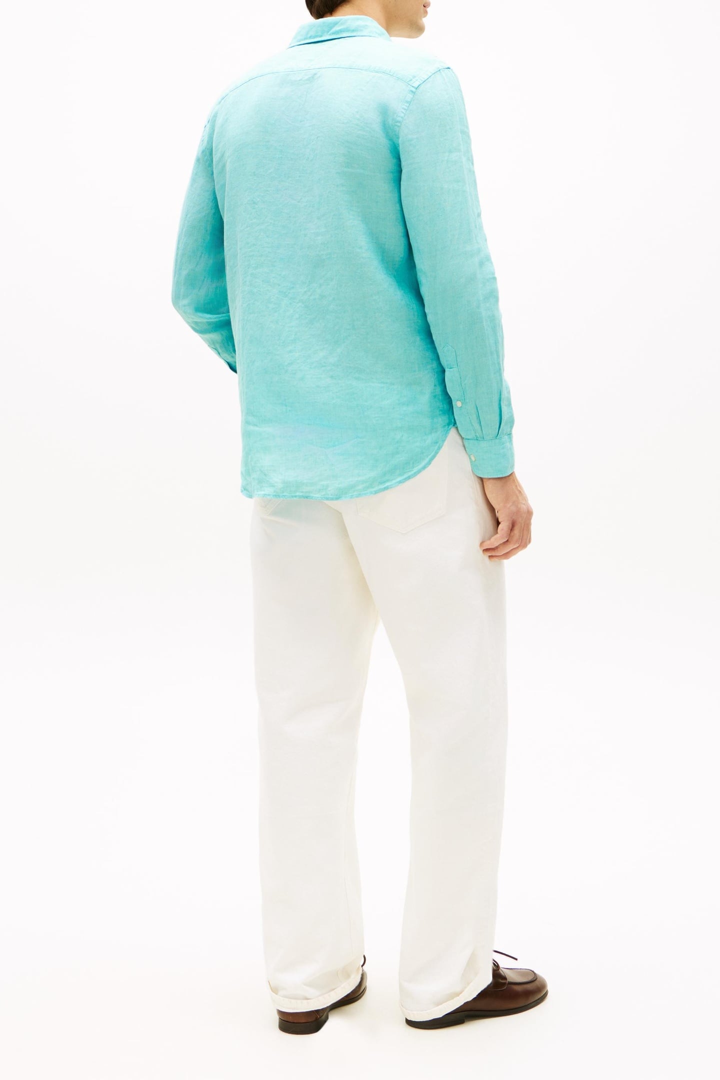 PIGMENT DYED LINEN SHIRT ARCTIC AQUA 2
