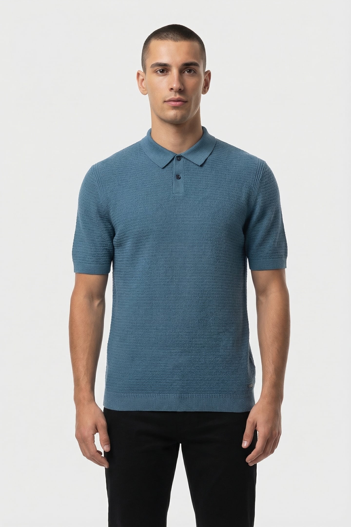 KOSTAS BUTTON POLO BLUE FUSION 1