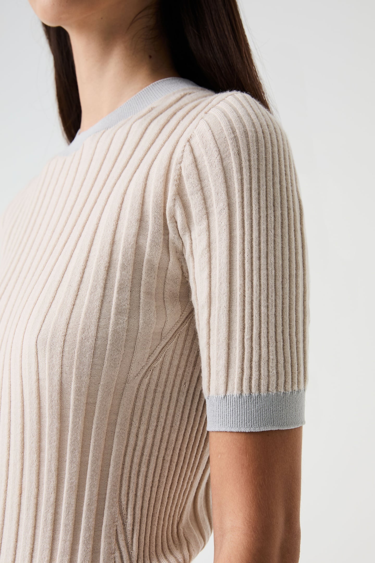 FONELE V1.Y9.01 FLAT-KNIT-SHIRT STONE/CLOUD GREY 5