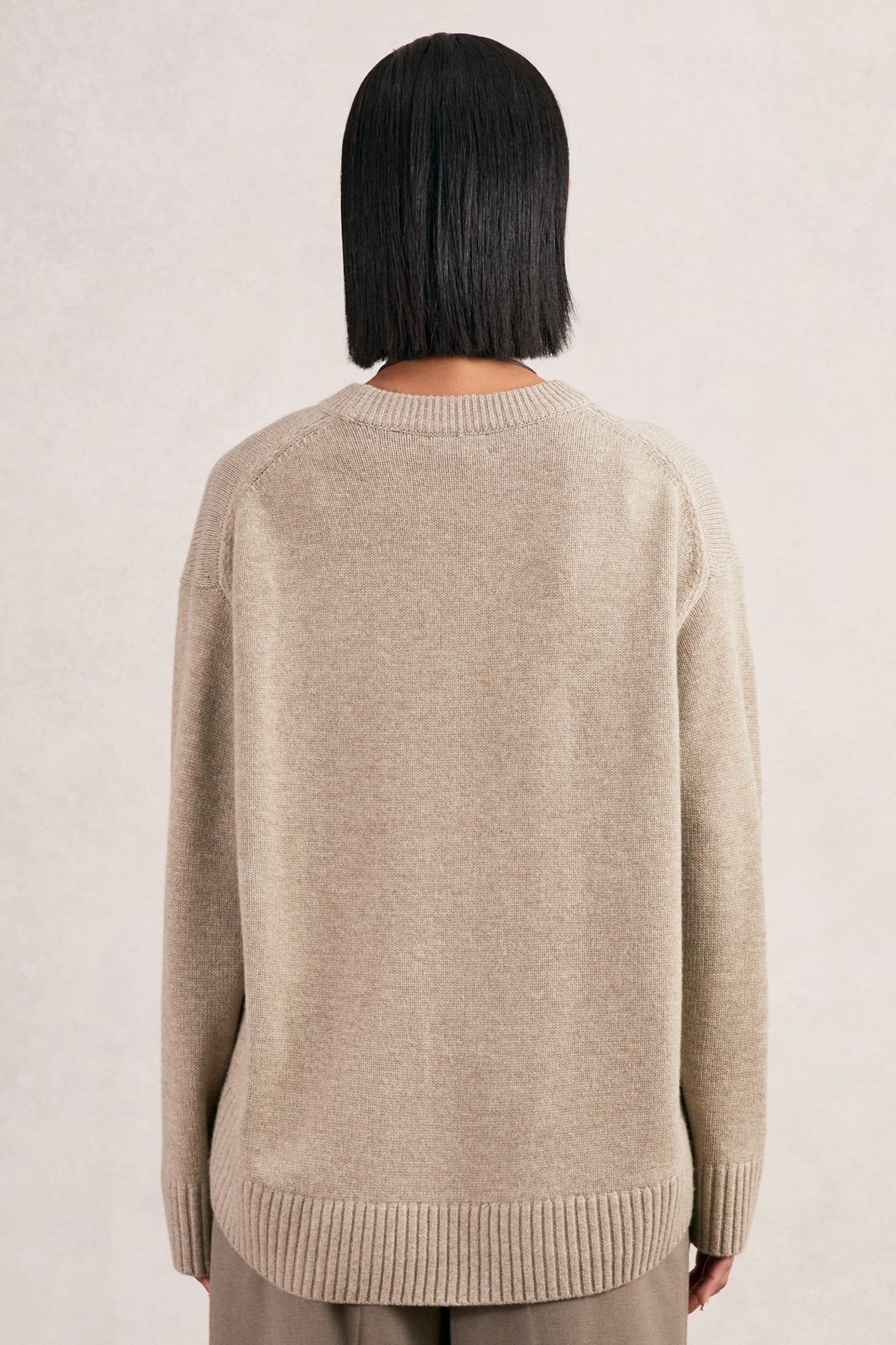 WOOL CASHMERE CREW NECK STONE 2