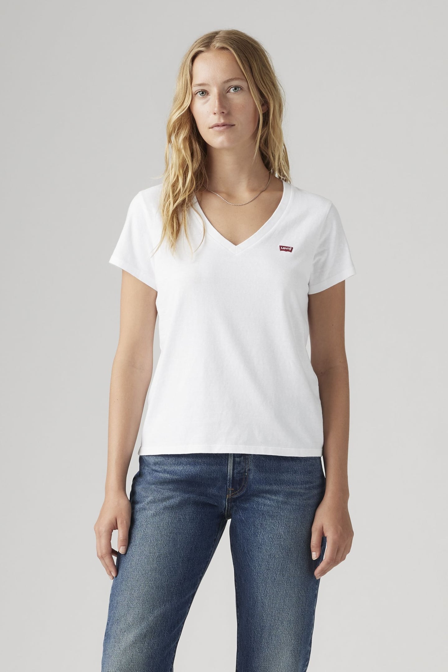 PERFECT SLUB V-NECK TEE WHITE 1