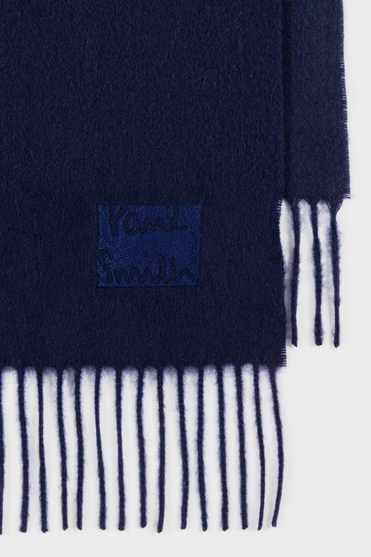 SCARF CASHMERE LOGO NAVY 6