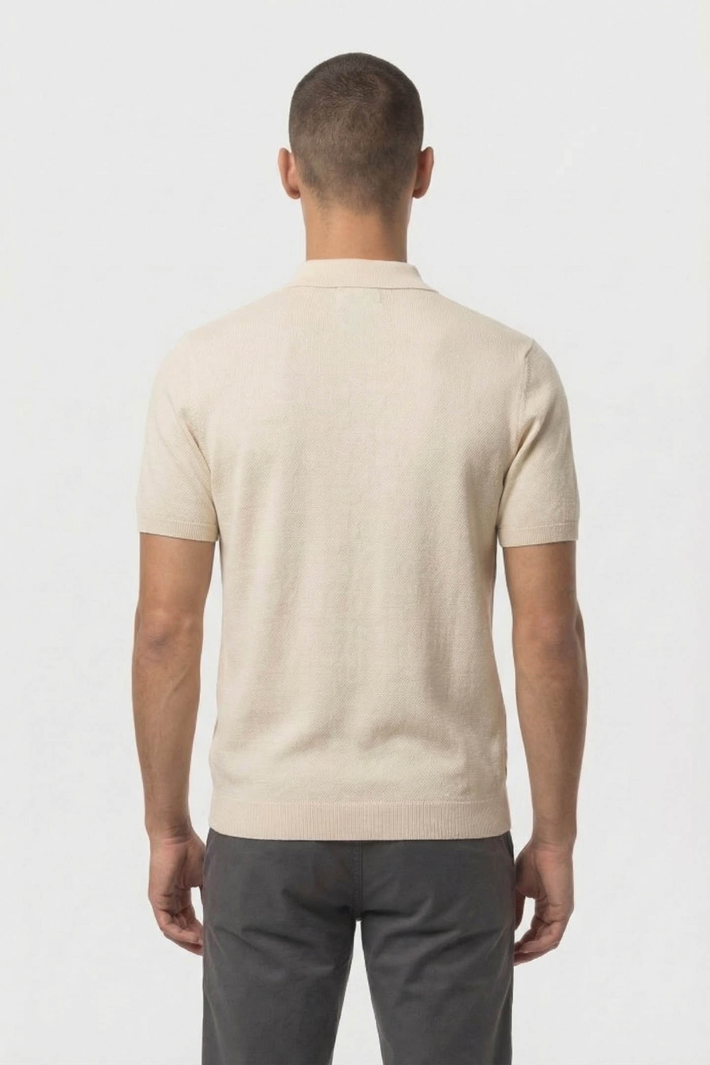 PULLOVER SHORT SLEEVE POLO BUTTON SOLID OFFWHITE 2