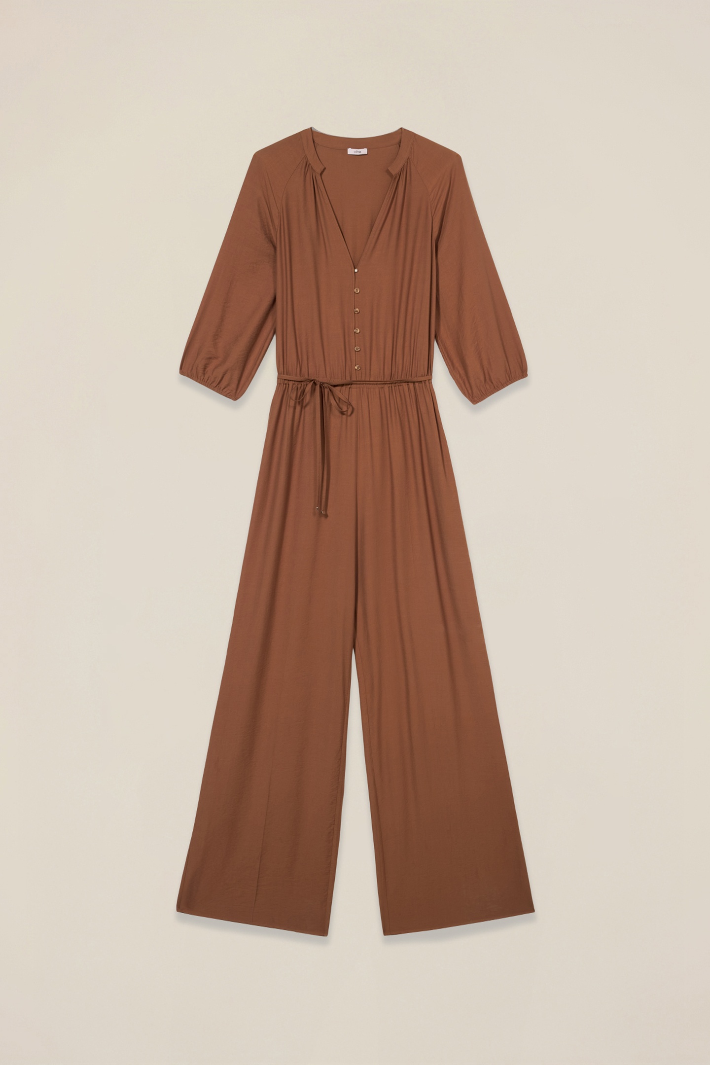 FLUID JUMPSUIT WITH V-NECK BROWN 3