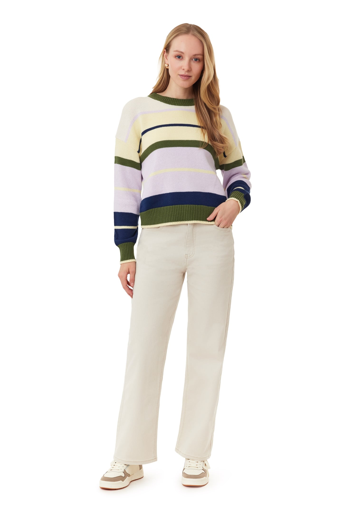Scotch & Soda Crew Neck Pullover Garden Green Mix Maat: M | Sweaters Outlet | Dames | Blauw