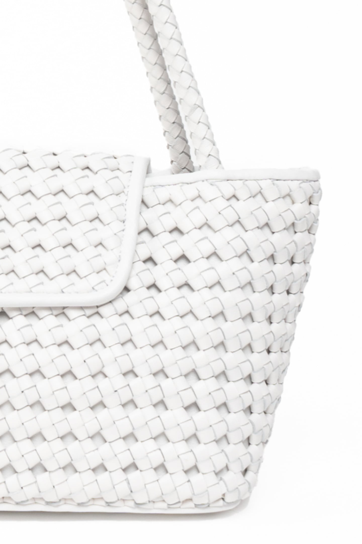 COURRIER TOTE WOVEN LEATHER WHITE 4