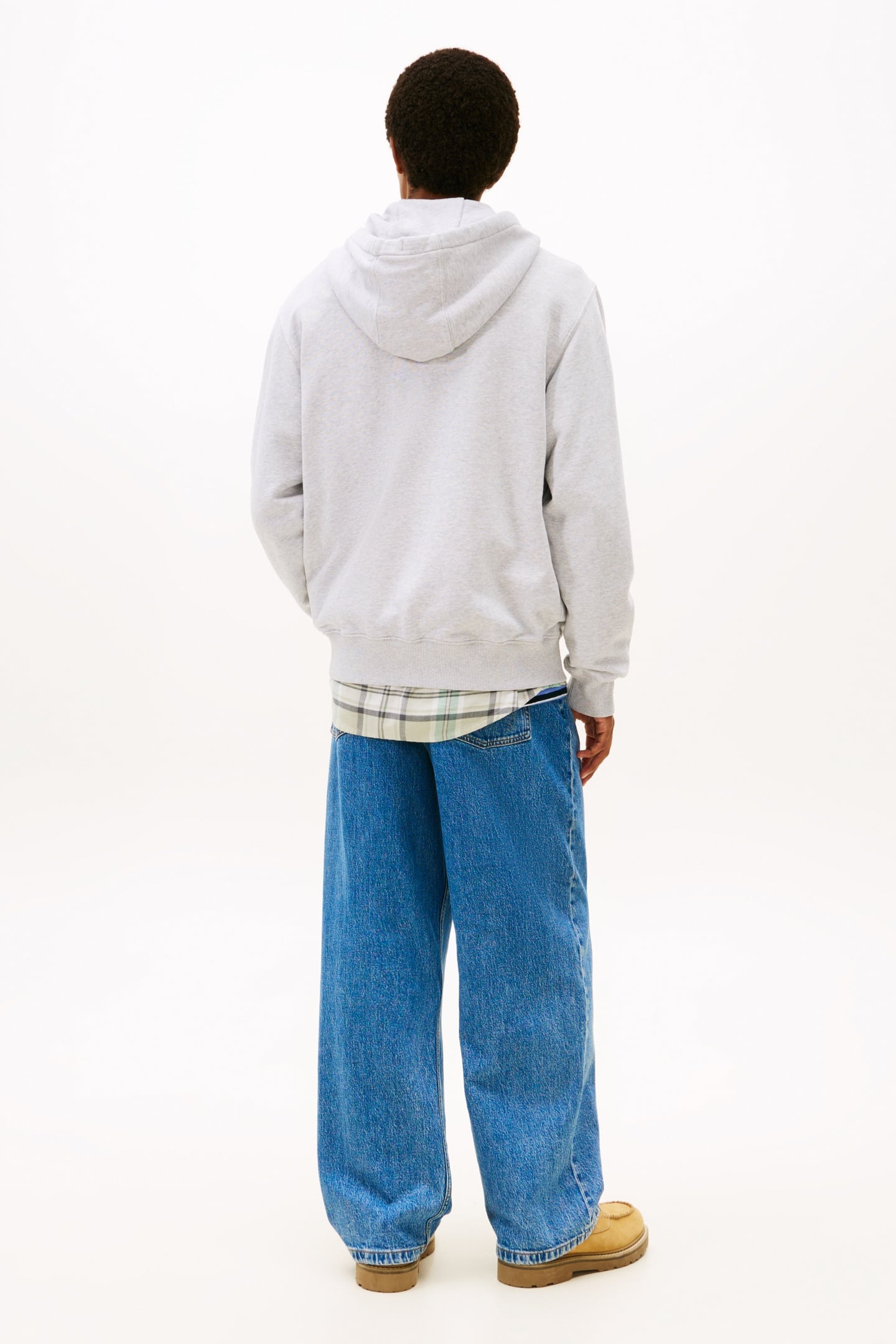 FLAG EMBROIDERY FLEECE ZIP THROUGH HOODIE GREY 2