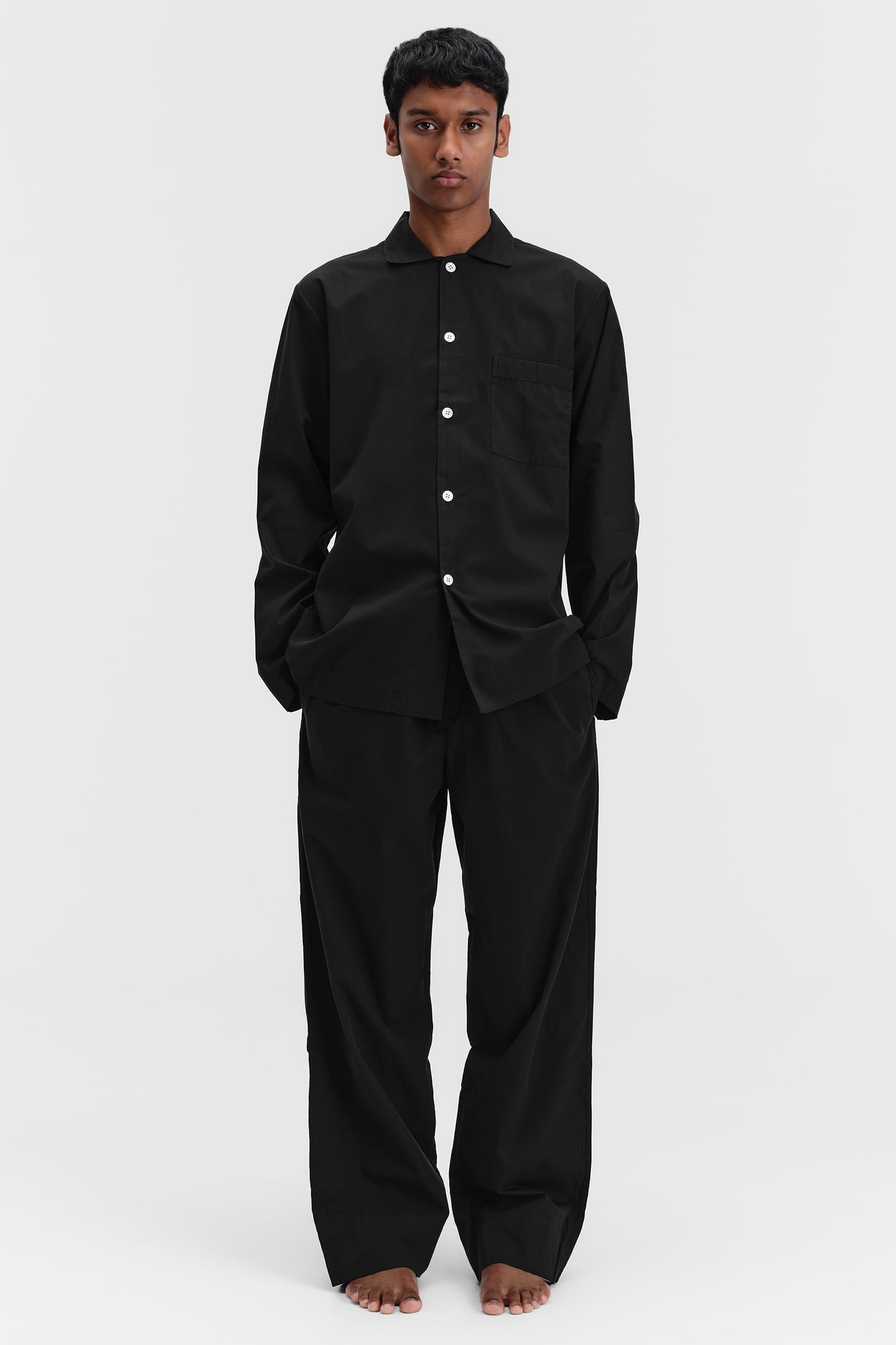 UNISEX POPLIN, PYJAMAS SHIRT ALL BLACK 6
