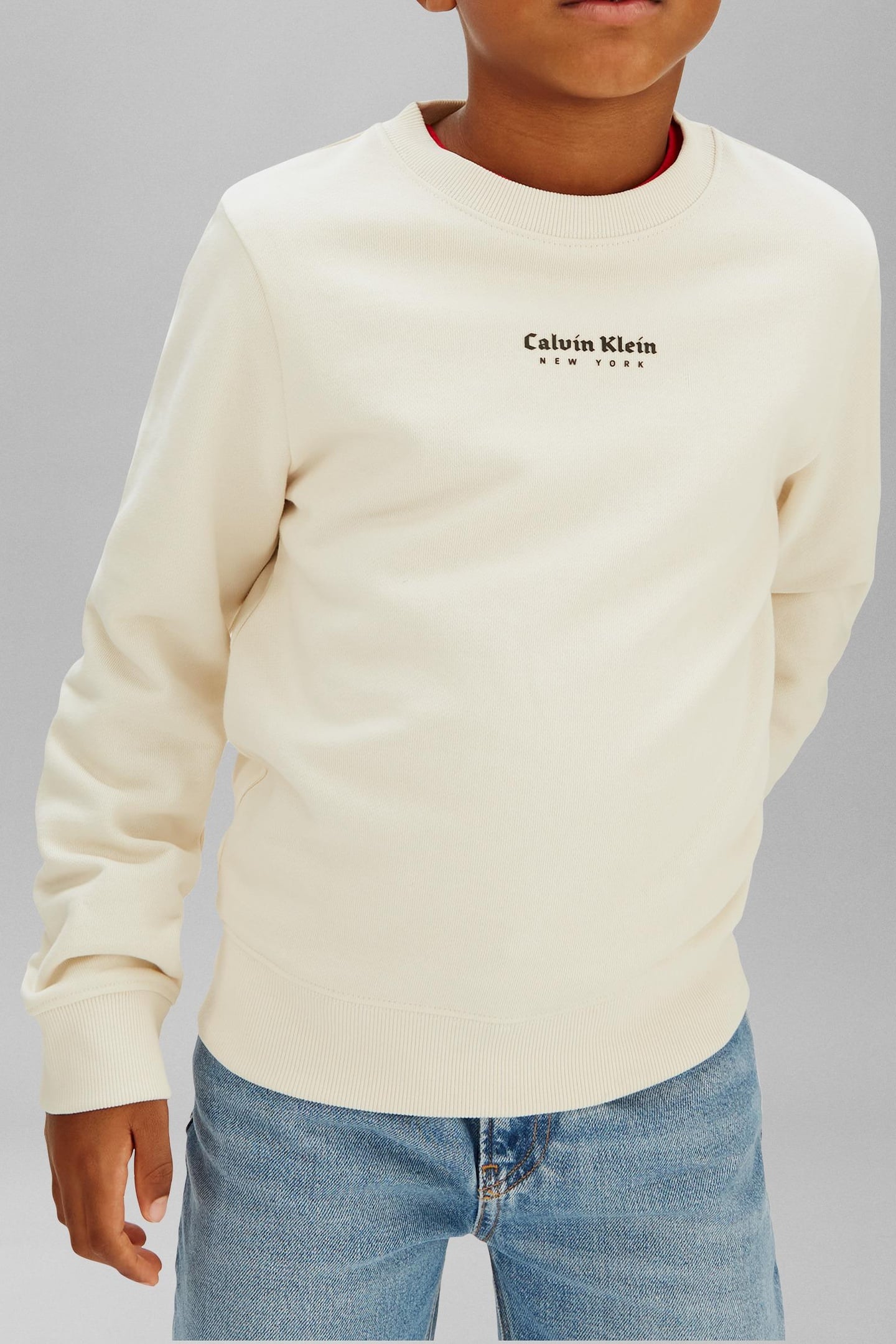 BOYS MINIMAL LOGO SWEATSHIRT WHITECAP GRAY 2