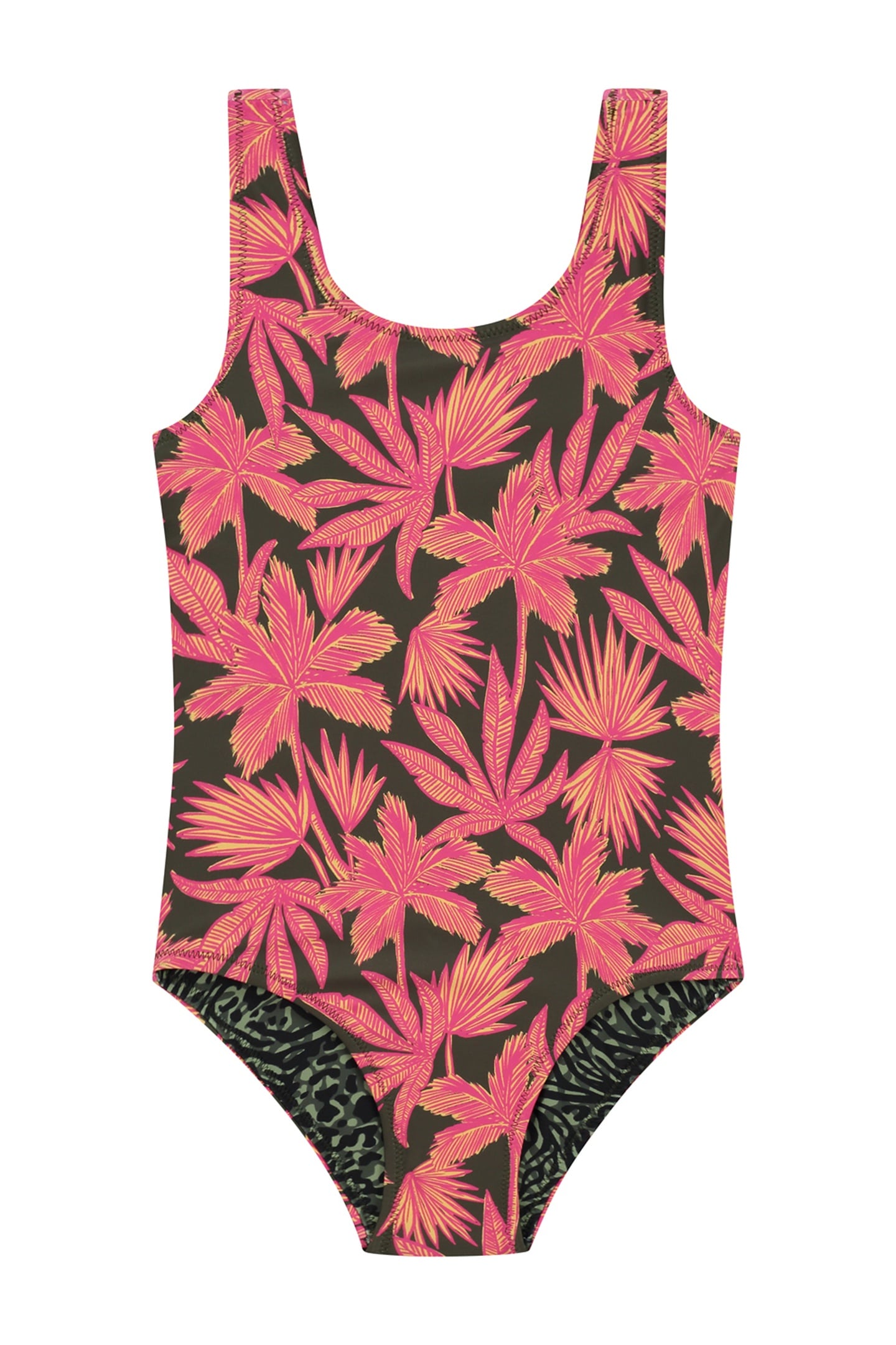 GIRLS RUBIN REVERSIBLE SWIMSUIT FOREST GREEN MIX 4