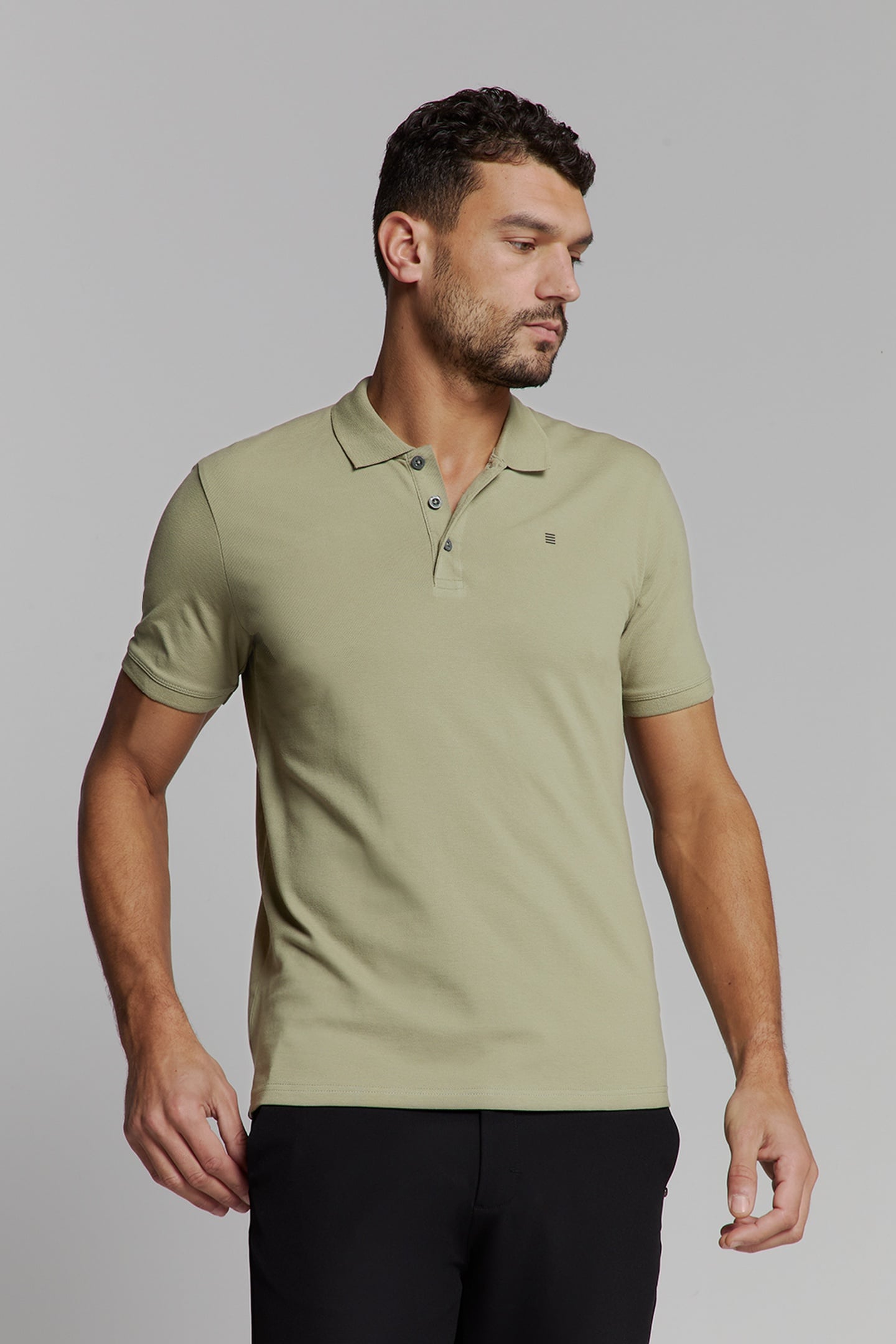 POLO PIQUE SOLID STRETCH LIGHT ARMY 1