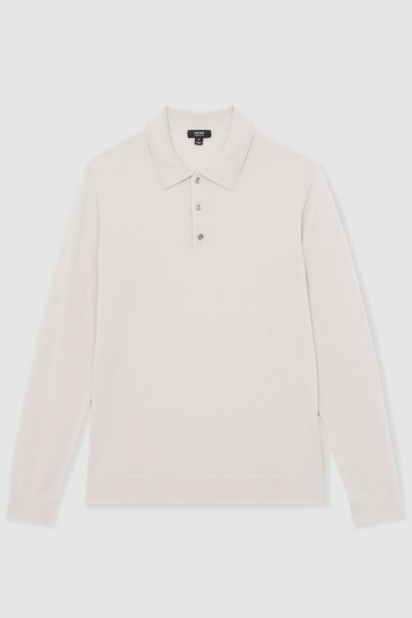 LS HALF BUTTON MERINO WOOL POLO BEIGE 5
