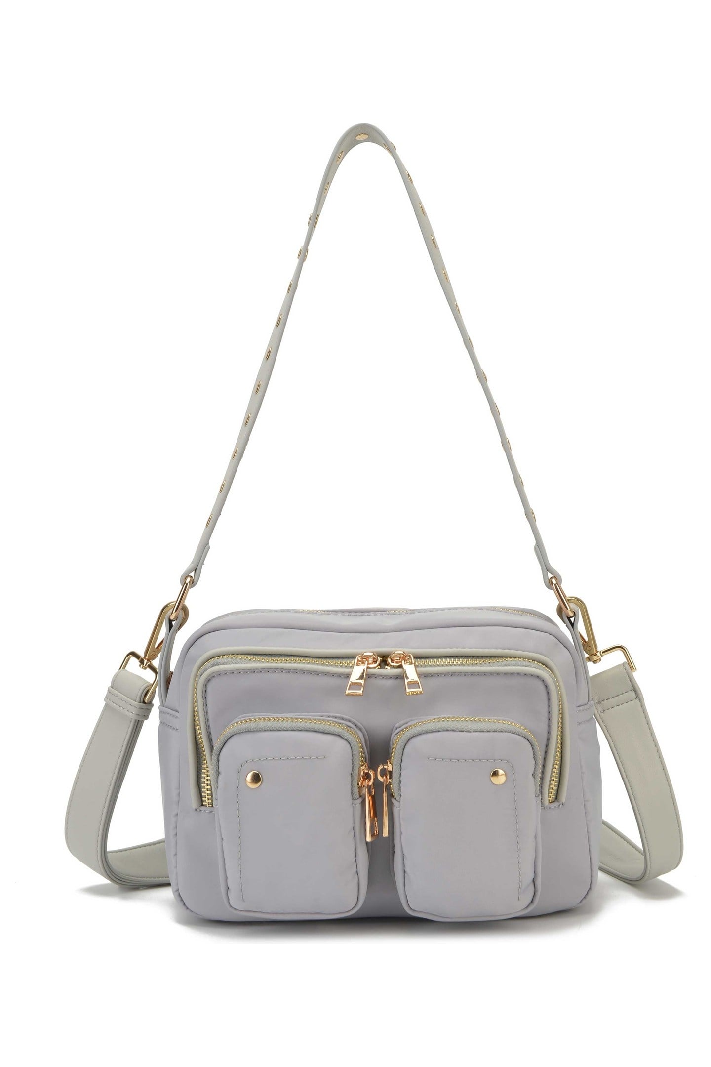 ELLIE RECYCLED NYLON LIGHT GREY W. GOLD 1