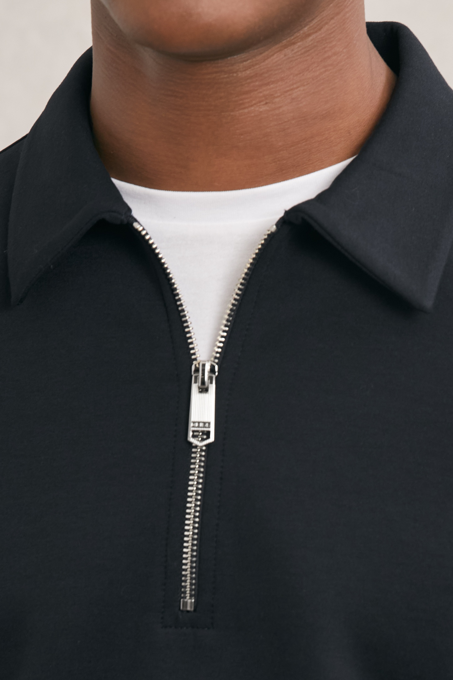 LS INTERLOCK HALF ZIP POLO NAVY BLUE 6