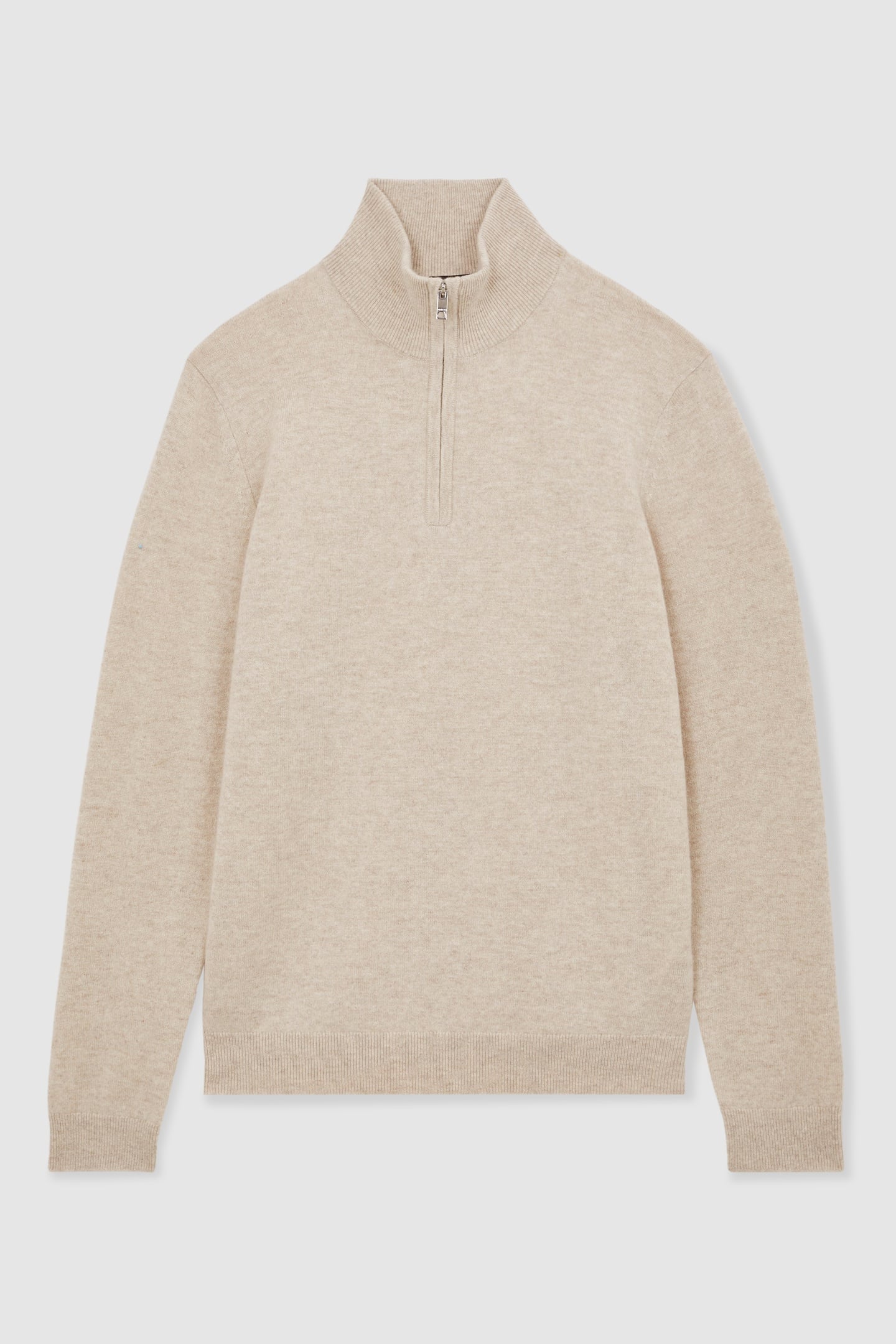 LS HALF ZIP CASHMERE JUMPER OATMEAL MELANGE 3