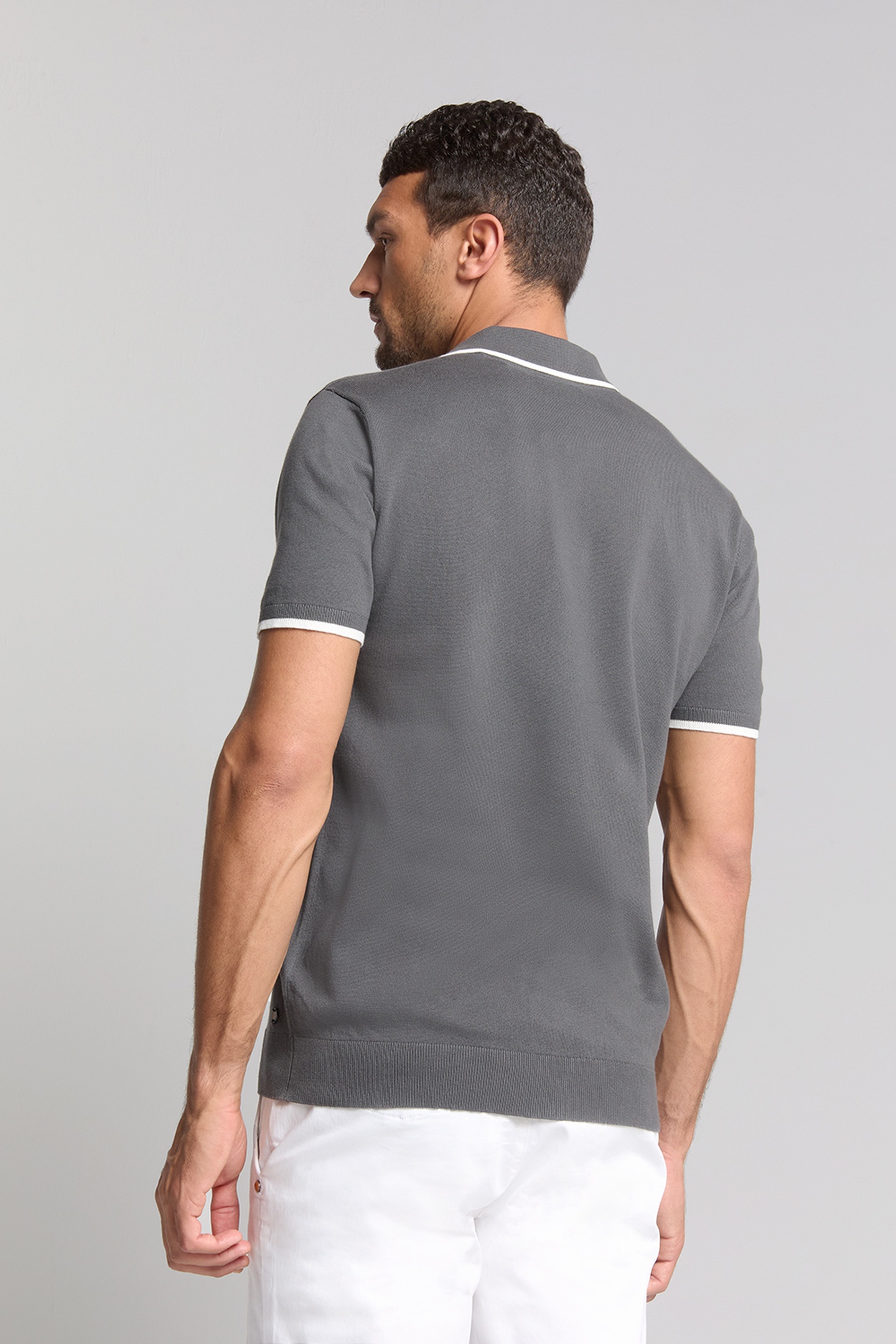 PULLOVER SHORT SLEEVE POLO BUTTON SOLID DARK STEEL 2