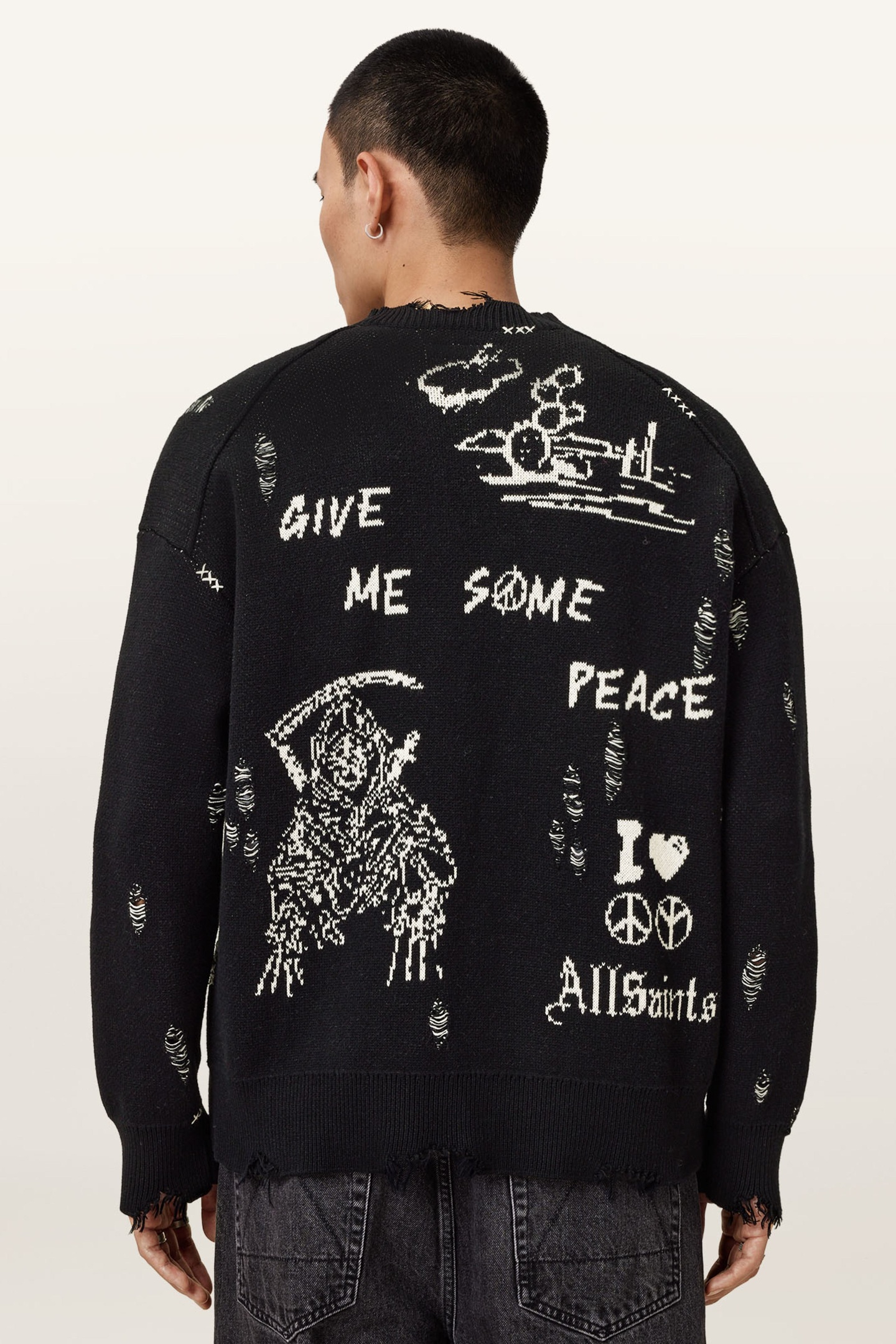 CALEDON CARDIGAN BLACK/CHALK WHITE 2