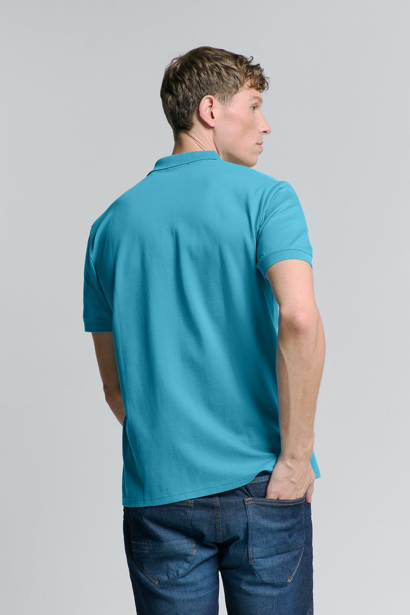 POLO PIQUE SOLID STRETCH SEABLUE 5