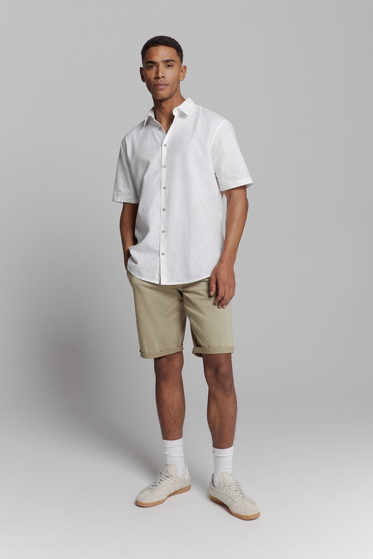 SHORT CHINO GARMENT DYED TWILL STRETCH LIGHT ARMY 3