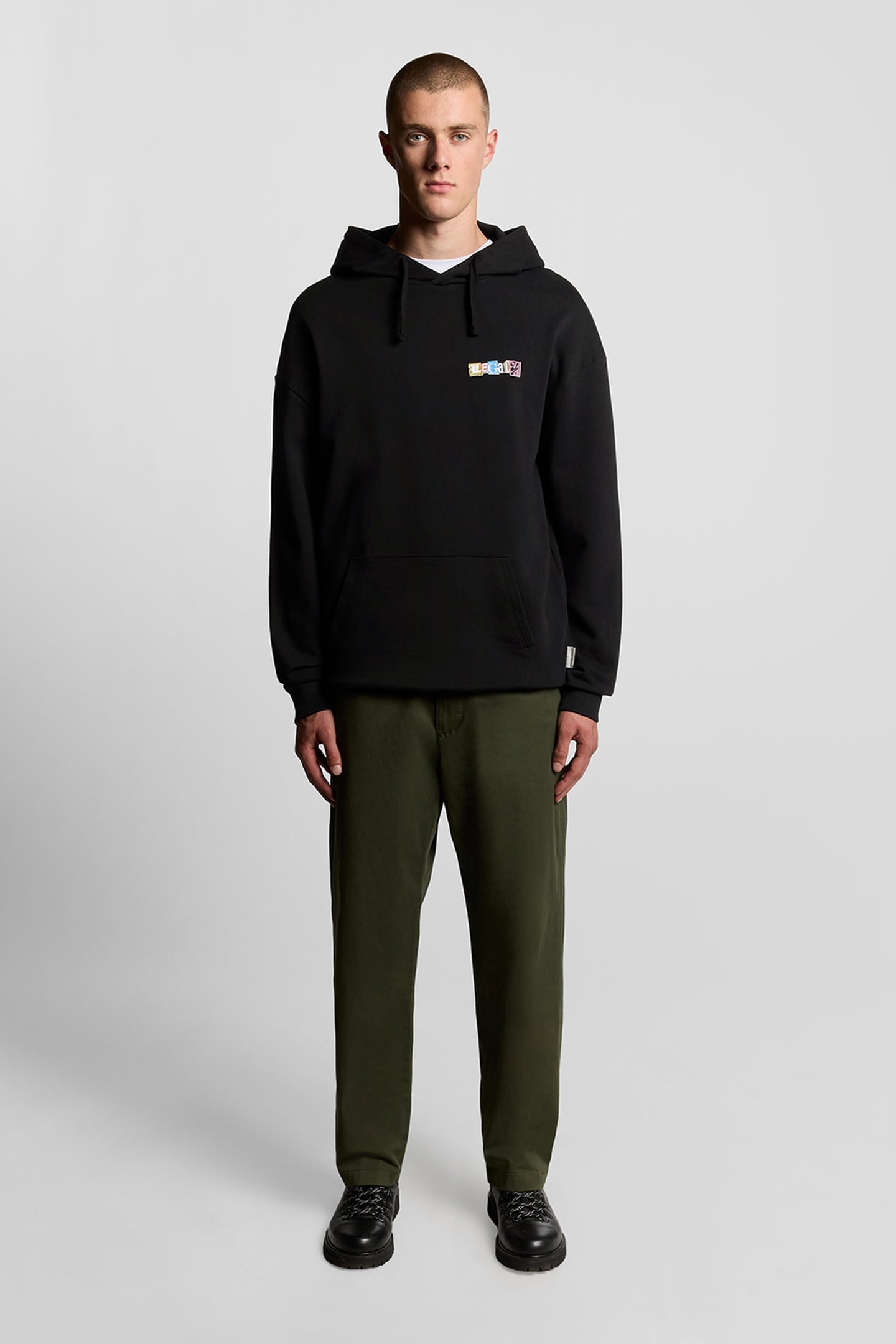 PAPER LETTERS GRAPHIC HOODIE JET BLACK 1