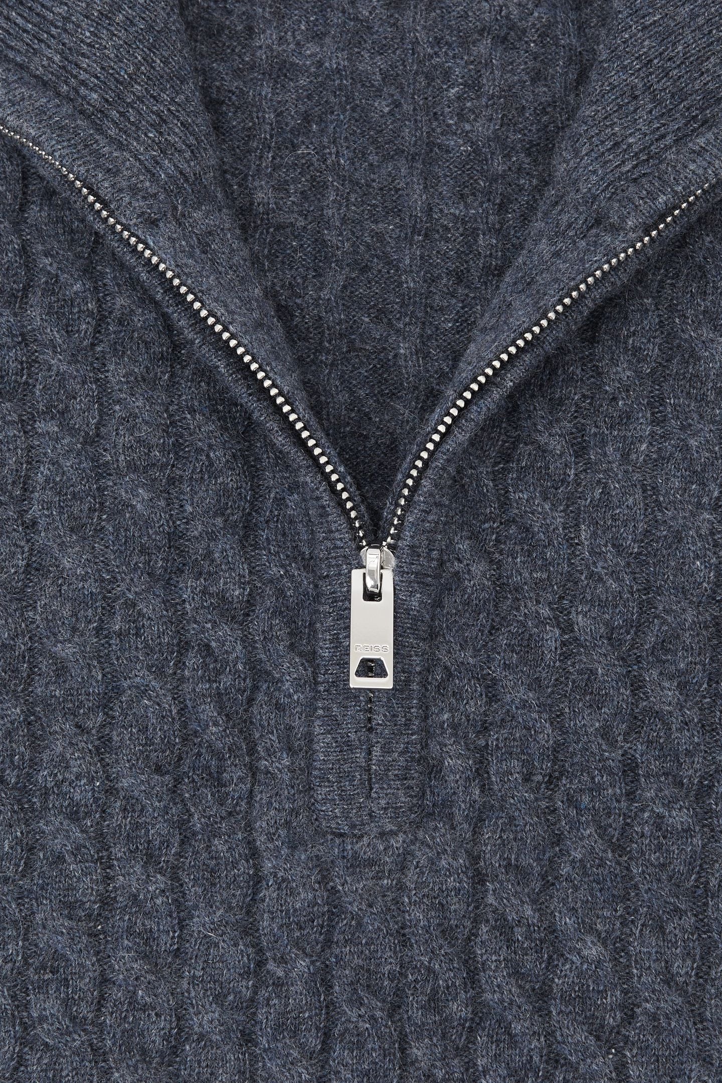 LS HALF ZIP CABLE CASHMERE JUMPER DENIM BLUE 3