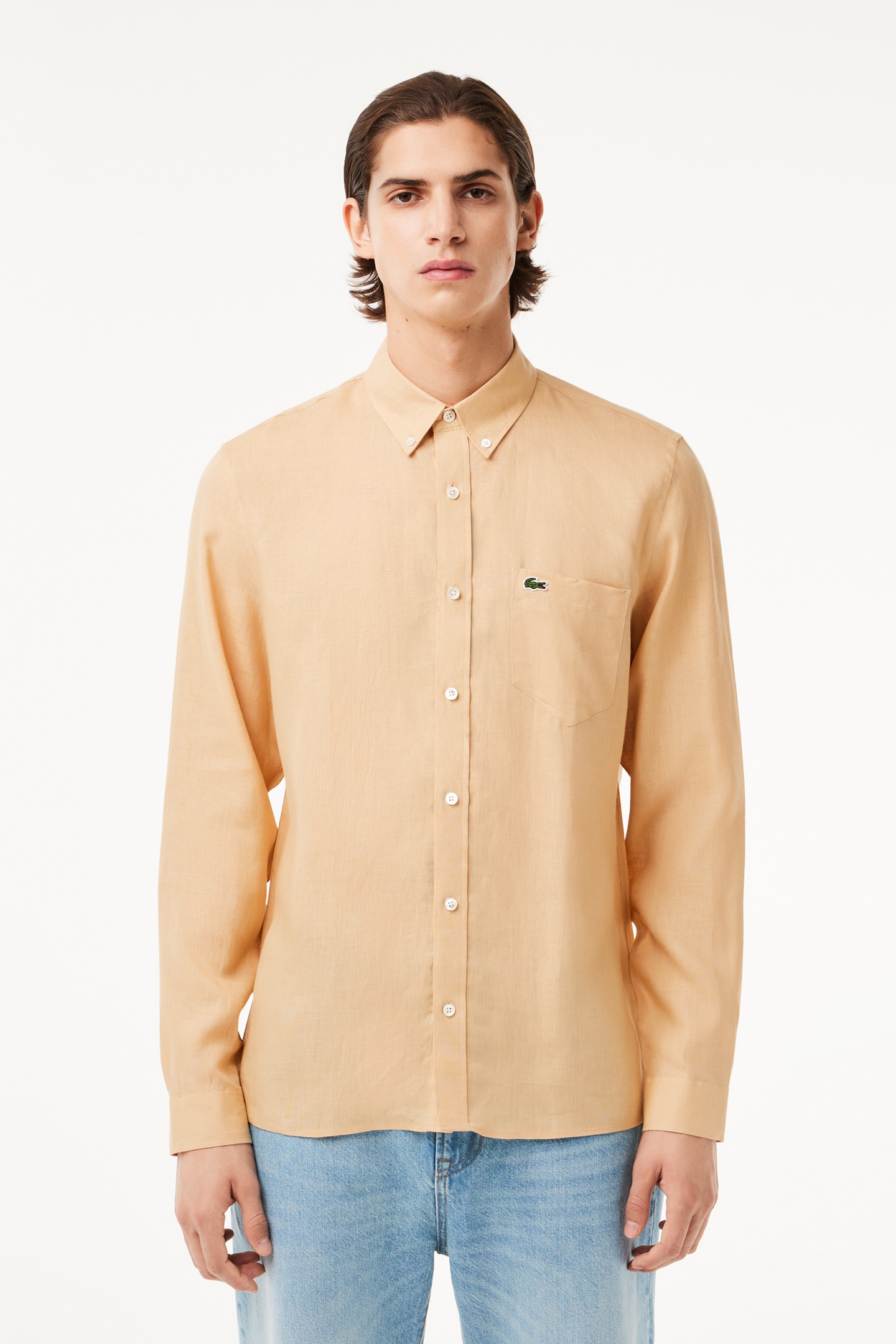 Lacoste Long Sleeve Woven Shirt Croissant Maat: 46 | Casual Overhemden Outlet | Heren | Beige