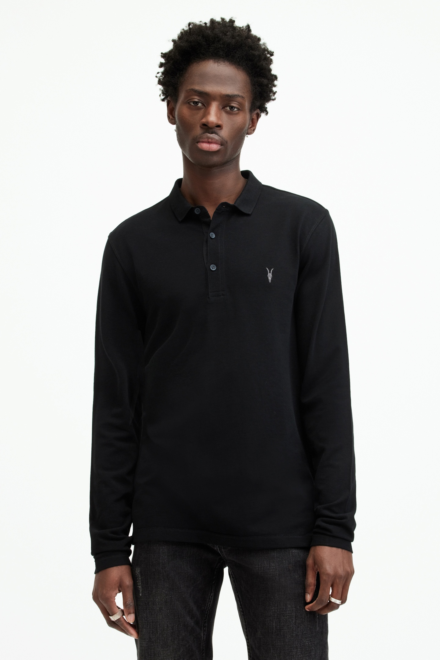 AllSaints Reform Ls Polo Black Maat: XL | Poloshirts Outlet | Heren | Zwart
