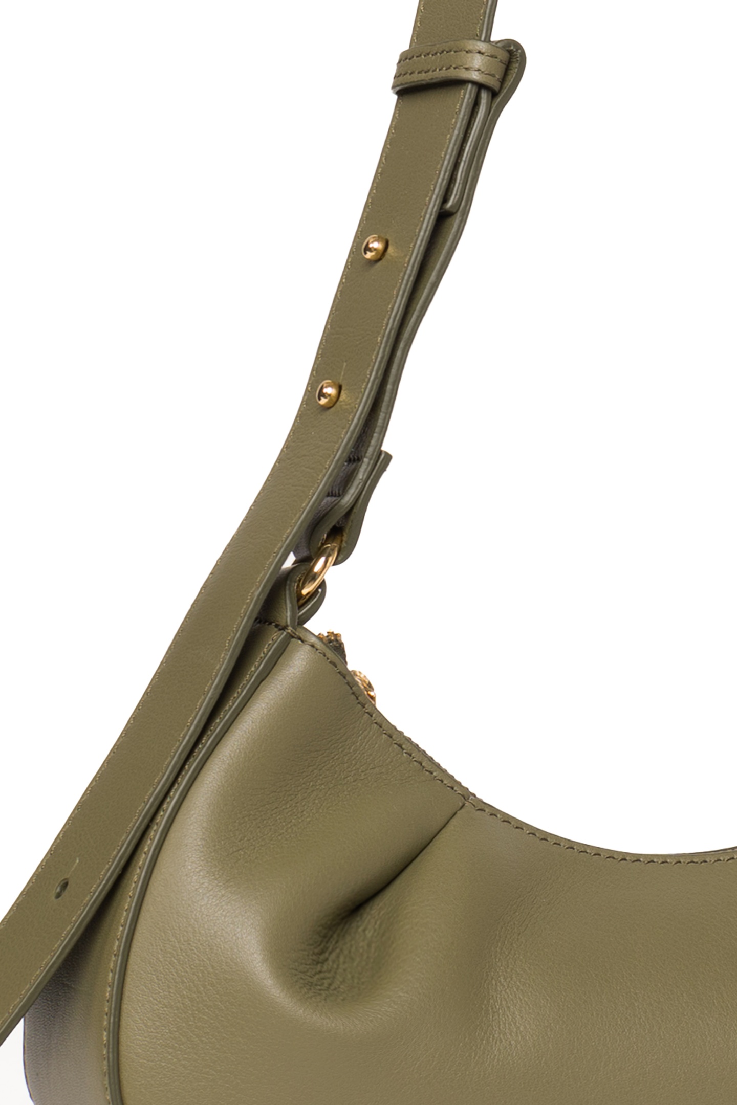 DIMPLE MOON SMALL LEATHER OLIVE GREEN 3