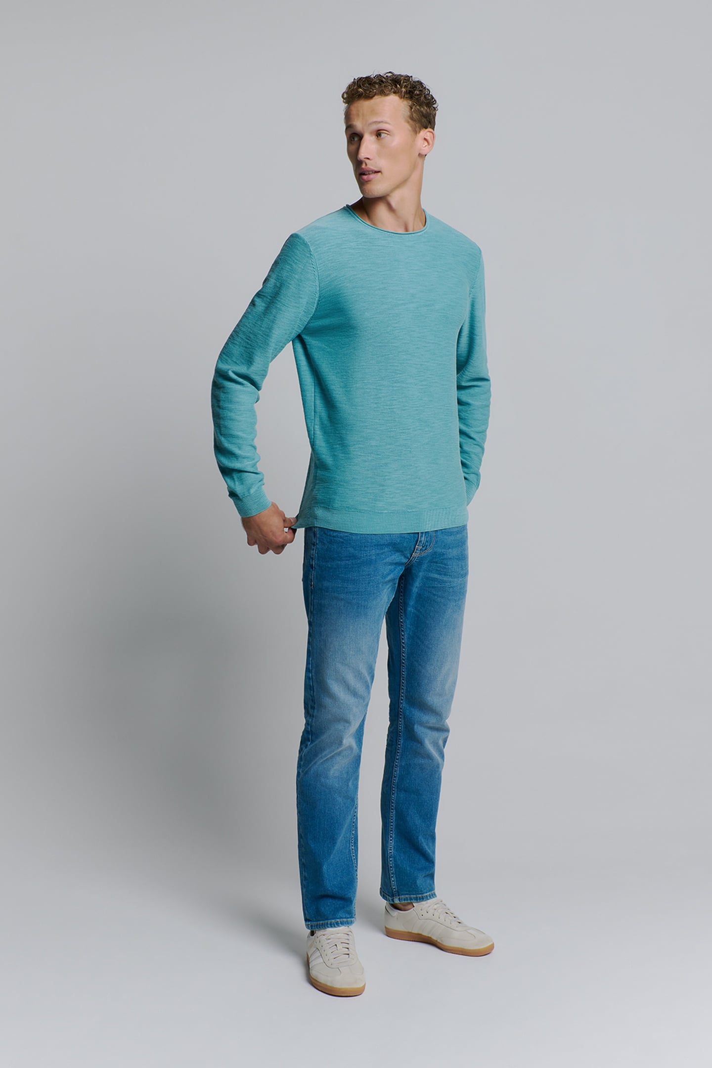 PULLOVER CREWNECK GARMENT DYED + STONE WASHED SEABLUE 3
