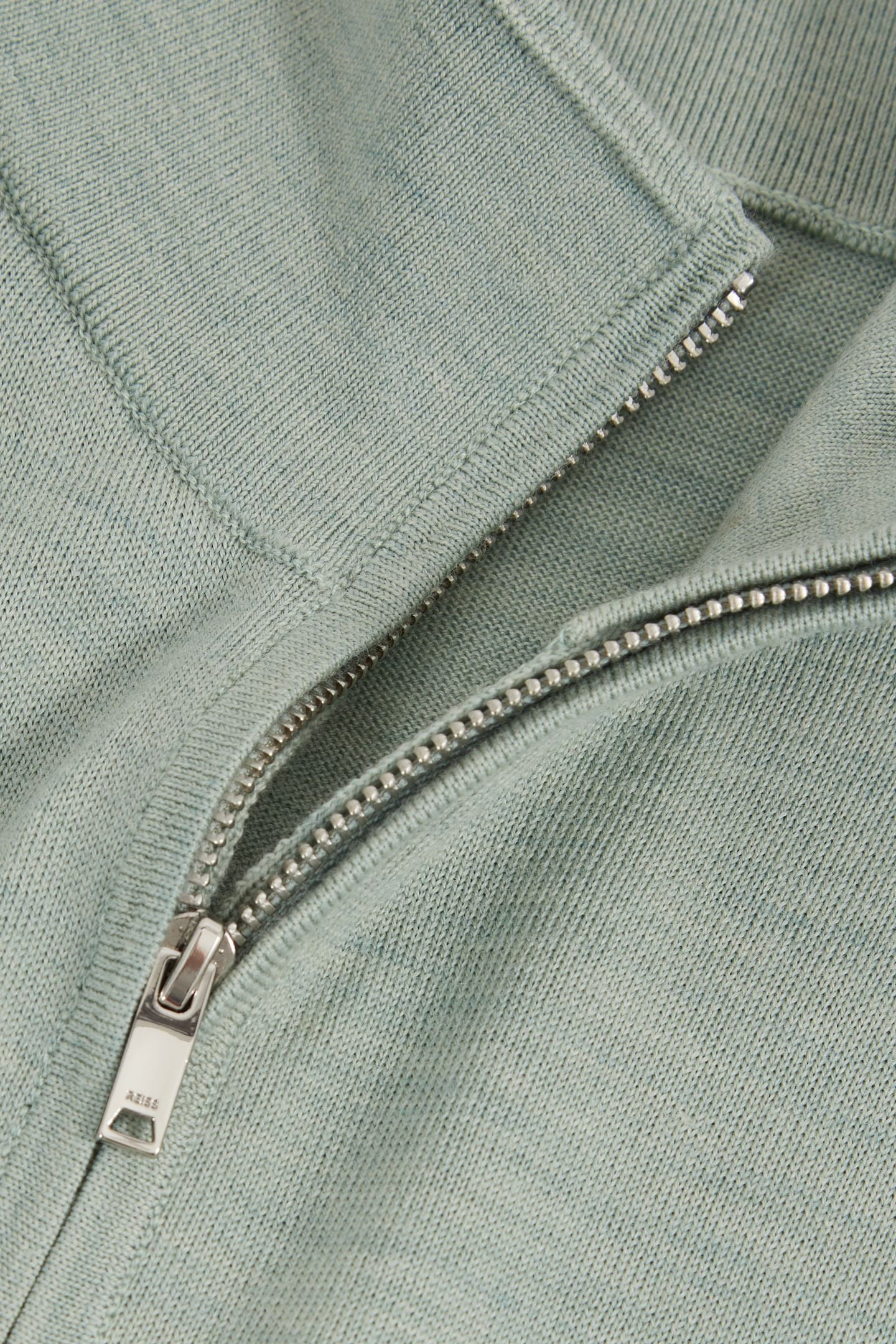 LS HALF ZIP FUNNEL MERINO WOOL JUMPER SAGE GREEN MELANGE 5