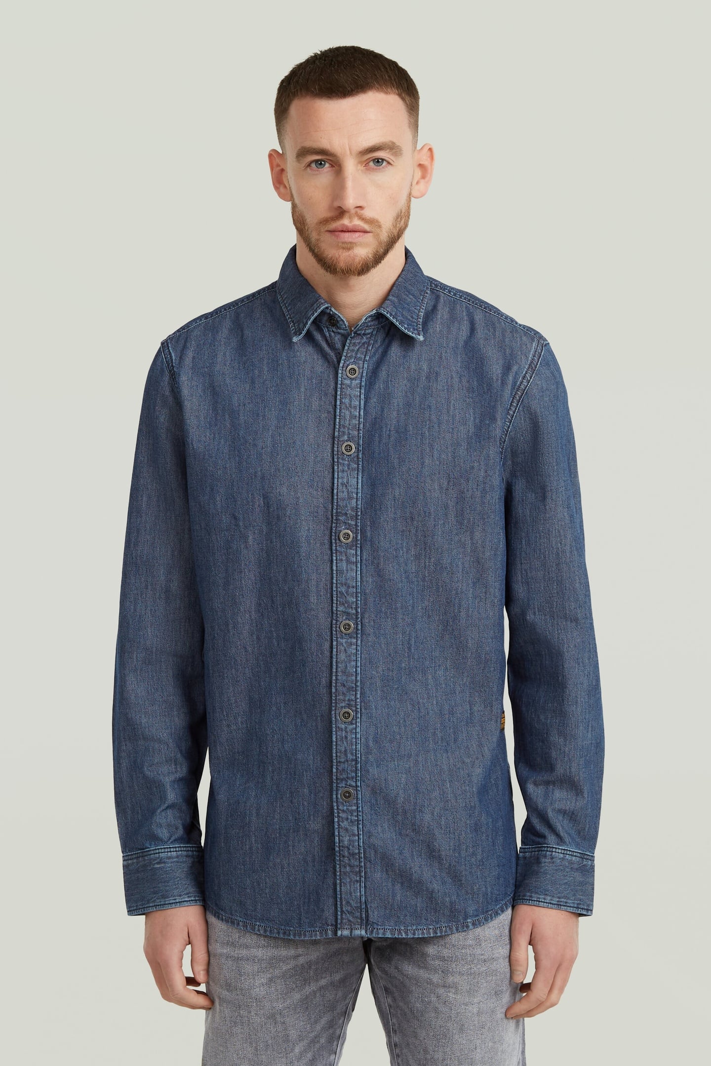 CLEAN SLIM SHIRT L\S WORN IN SEA STONE 2