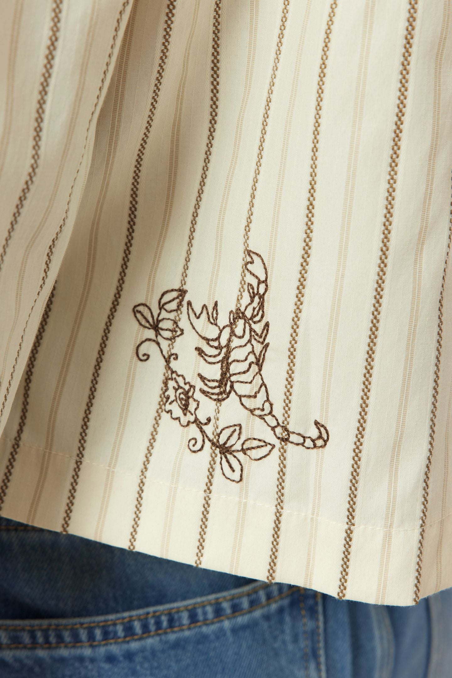 EMBROIDERED NOTCH LAPEL SHIRT HOT FUDGE STRIPE 9