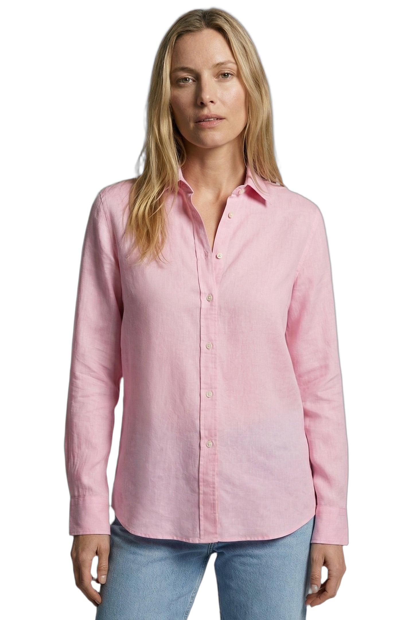 SOLID LINEN BLEND SHIRT LIGHT PINK 1