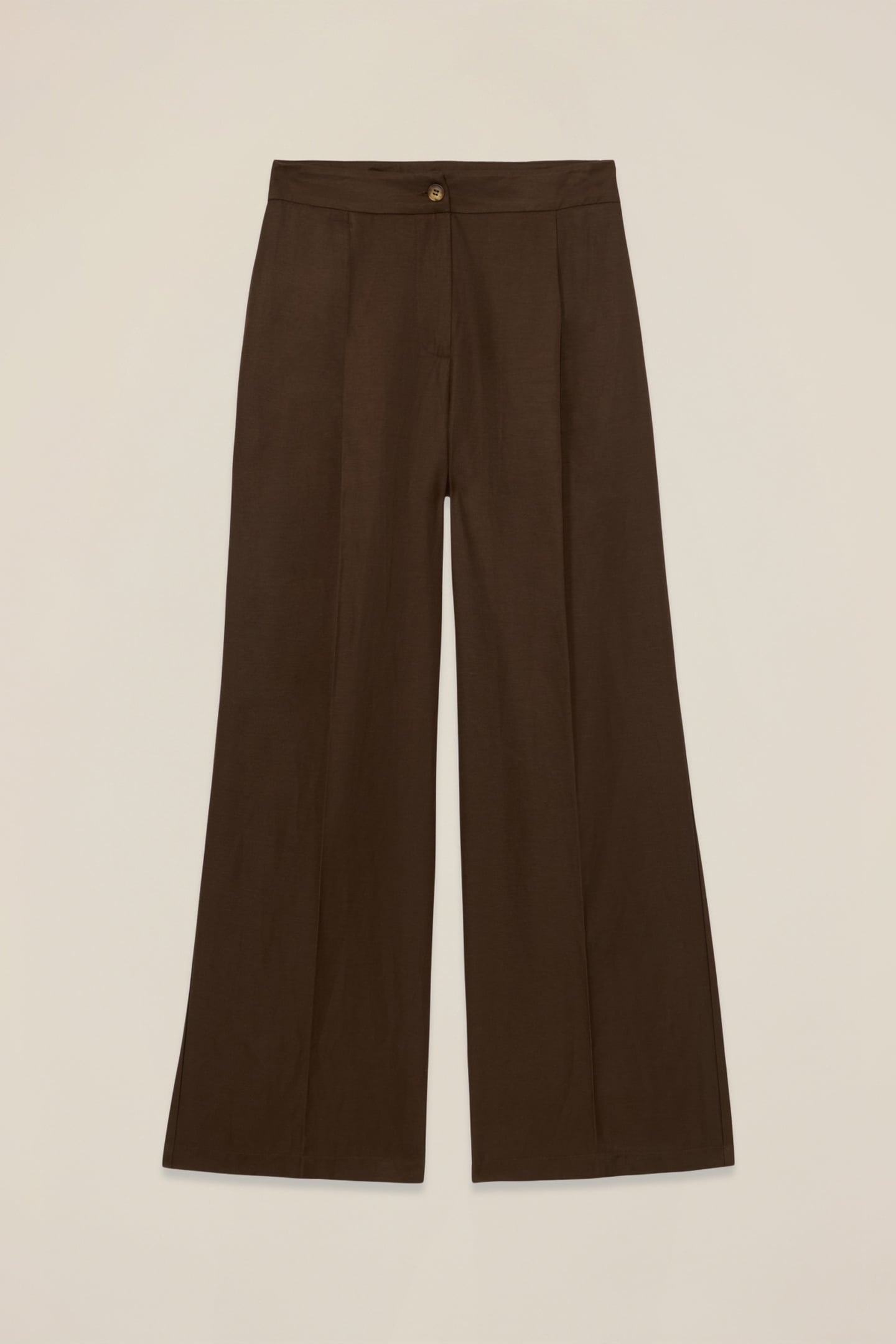 WIDE-LEG LINEN BLEND TROUSERS BROWN 4
