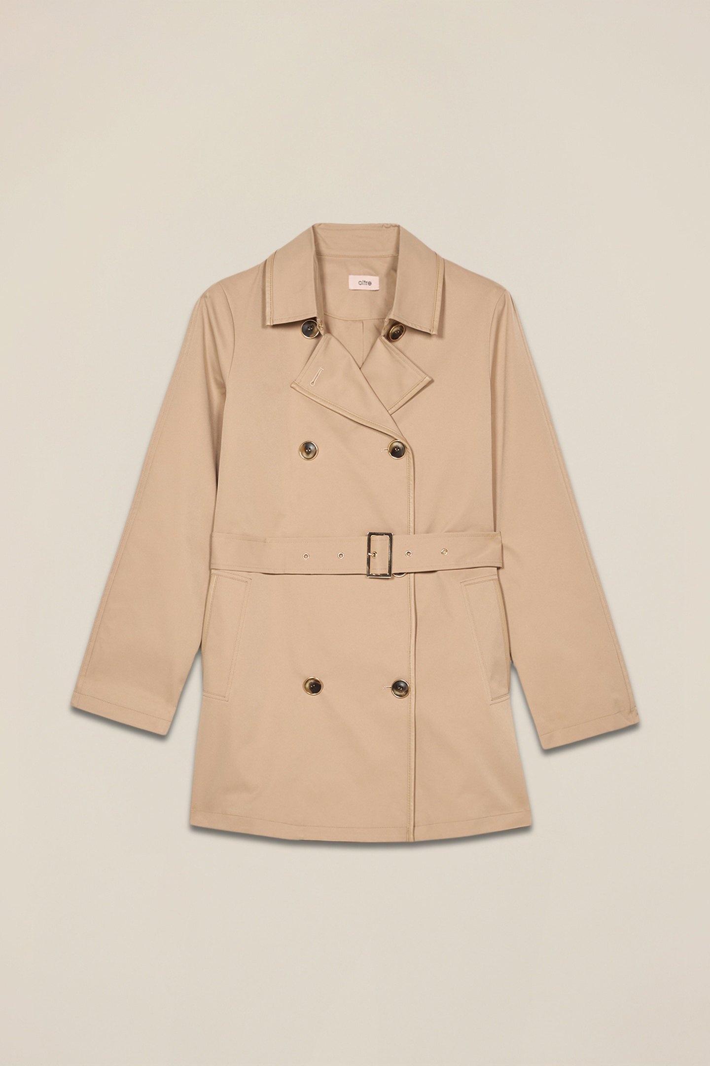 TRENCH COAT WITH COATED FABRIC TRIM BEIGE 6