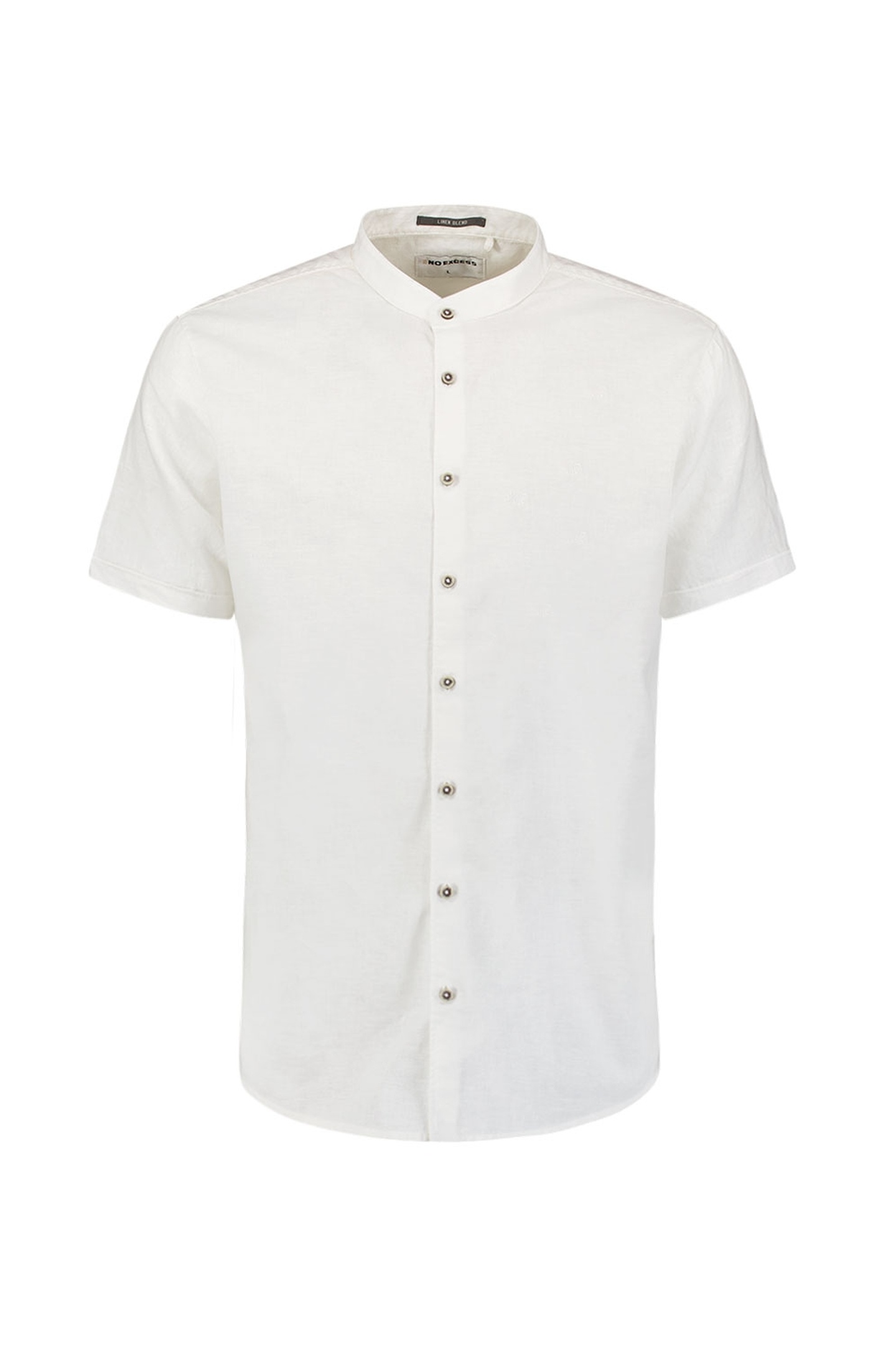 SHIRT SHORT SLEEVE GRANDDAD SOLID WITH LINEN WHITE 1
